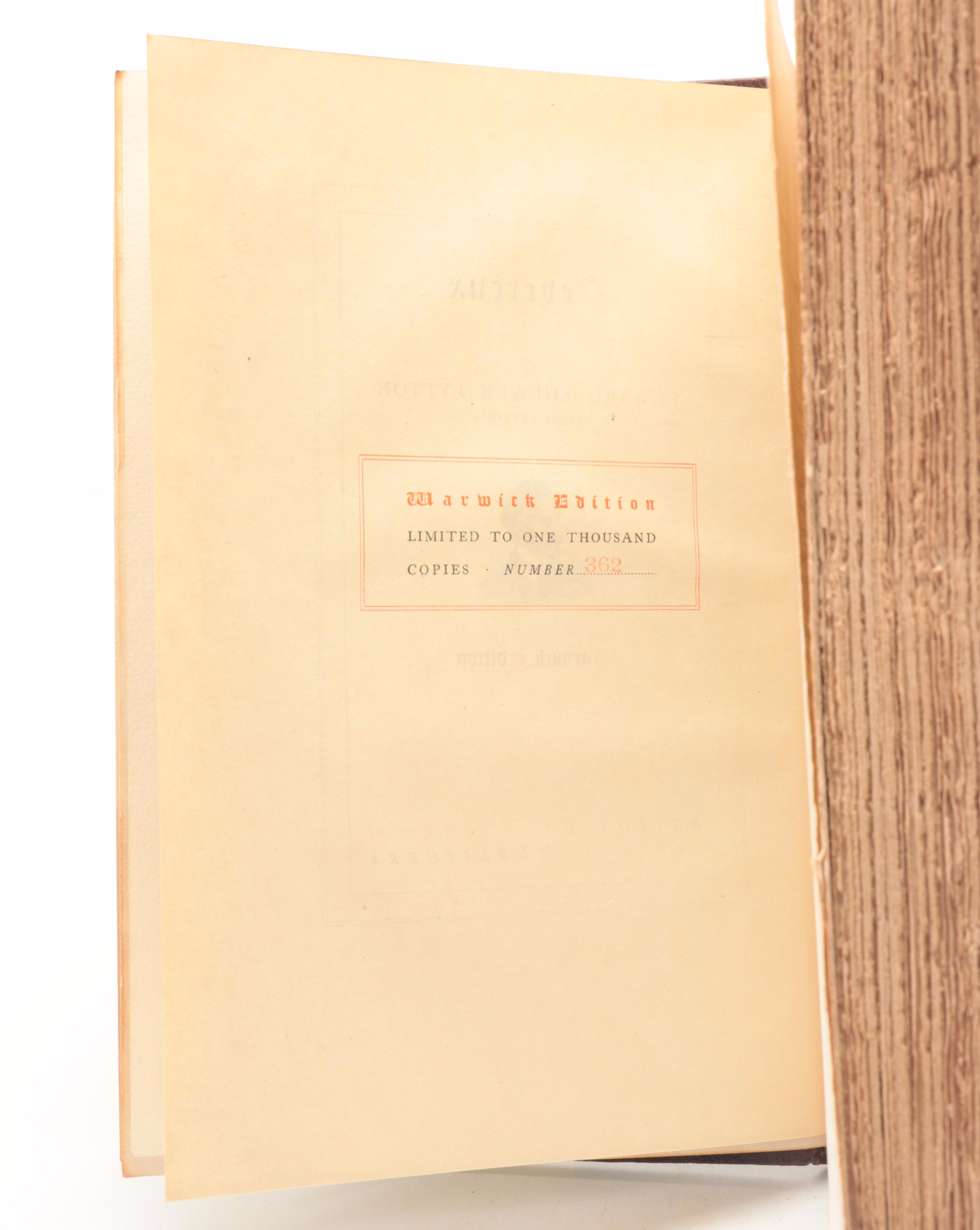 Limited Warwick Edition "Bulwer's Novels" Thirty-Two Volume Set, Circa 1900