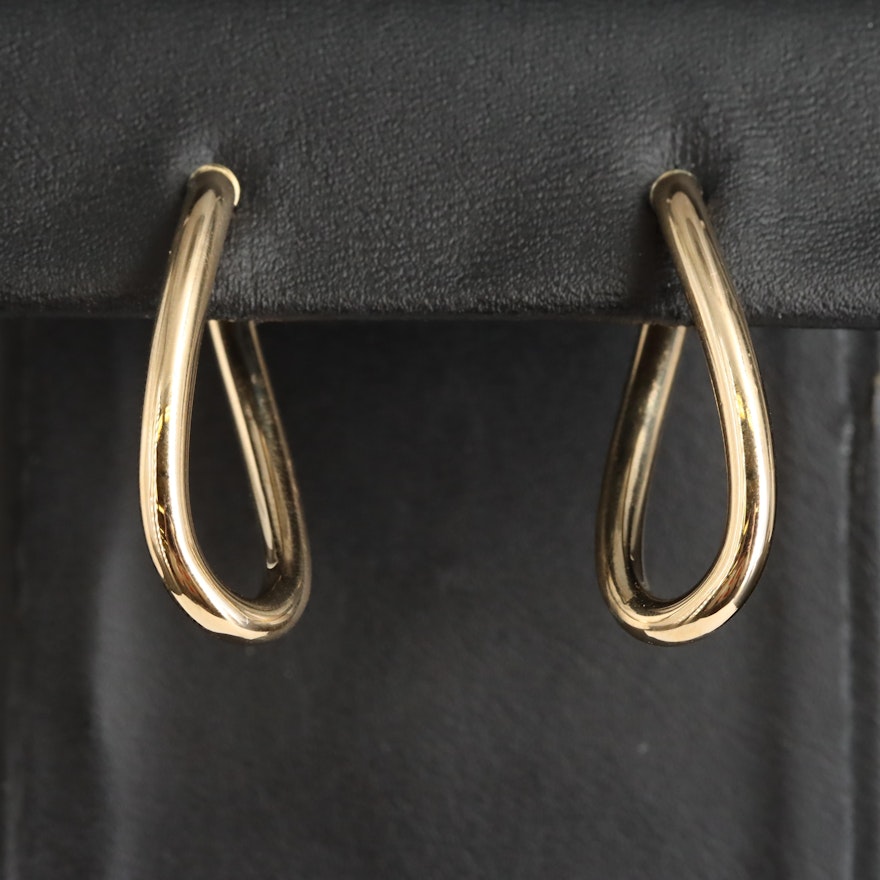 Italian 14K Contour Hoop Earrings