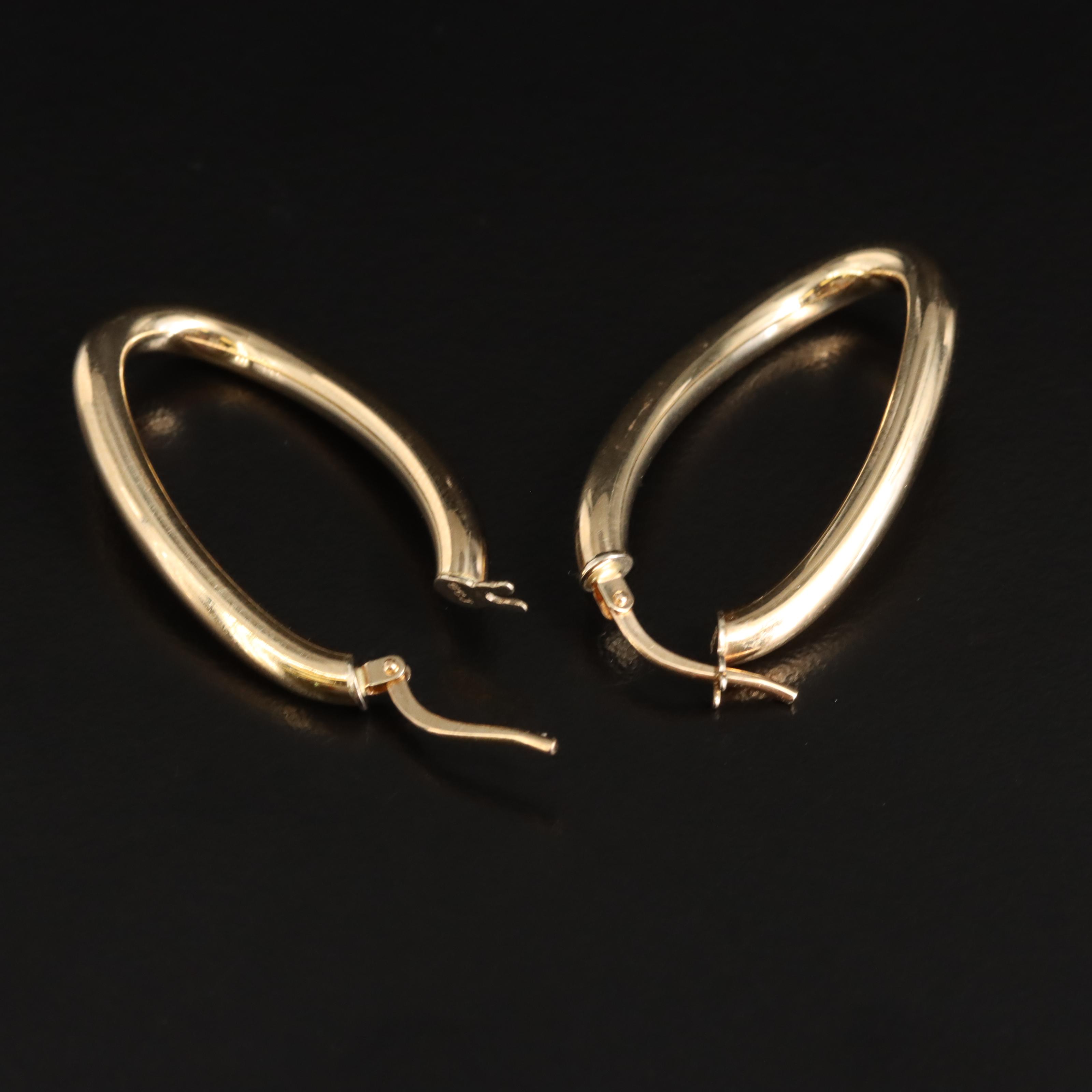 Italian 14K Contour Hoop Earrings