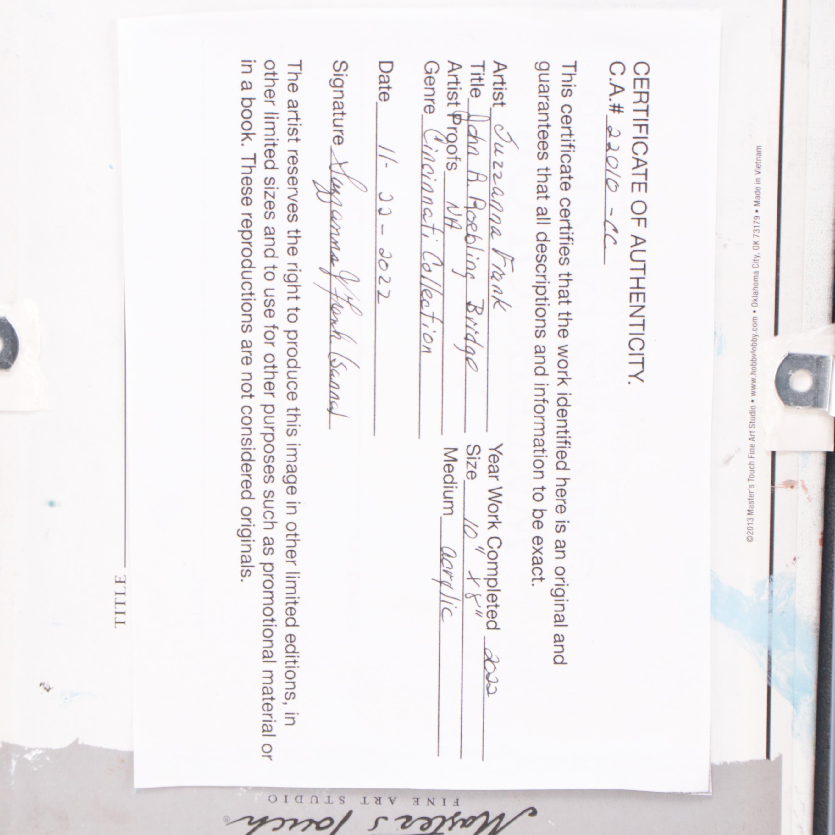 Sanna Acrylic Painting "John A. Roebling Bridge," 2022