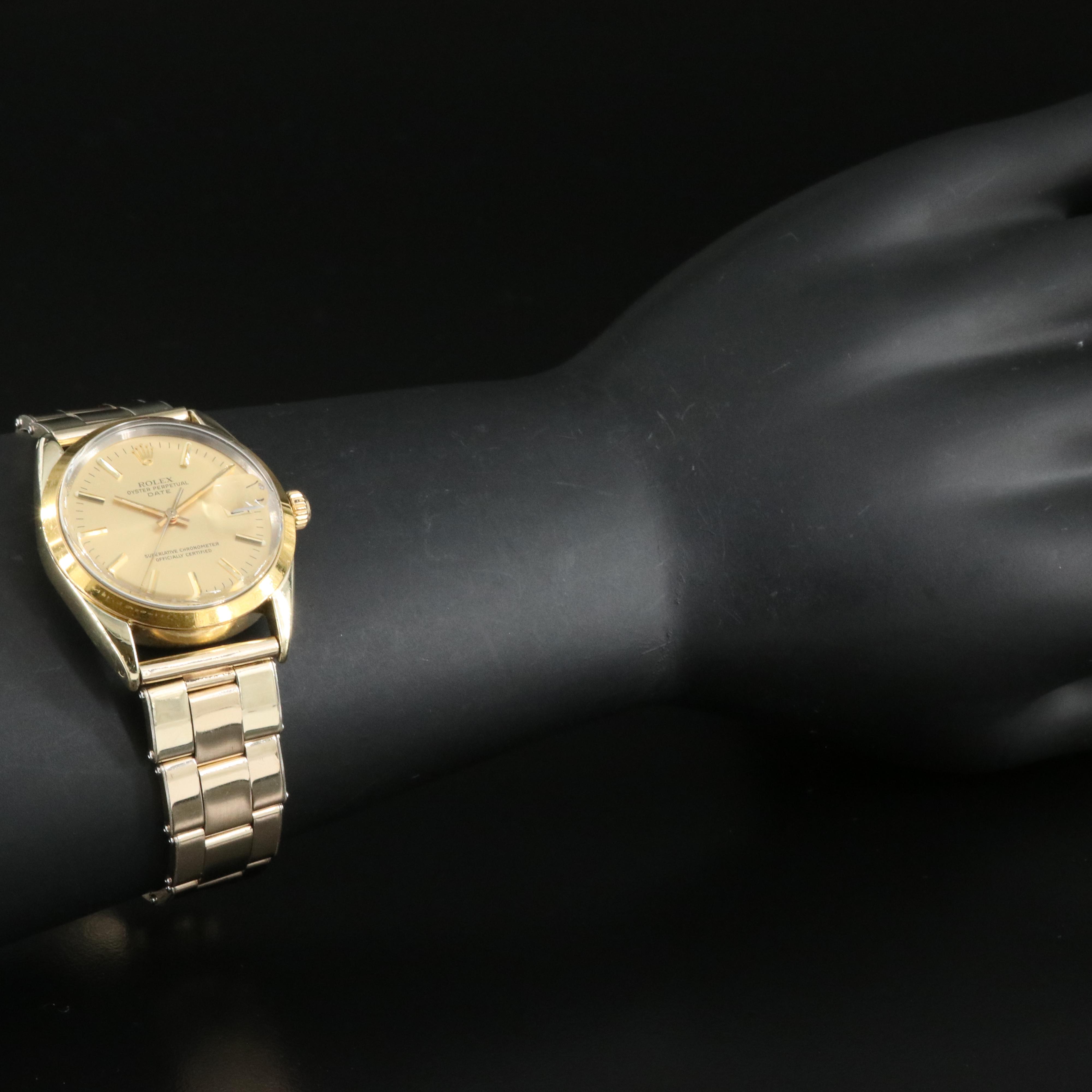 Rolex Oyster Perpetual Date Gold Shell Watch