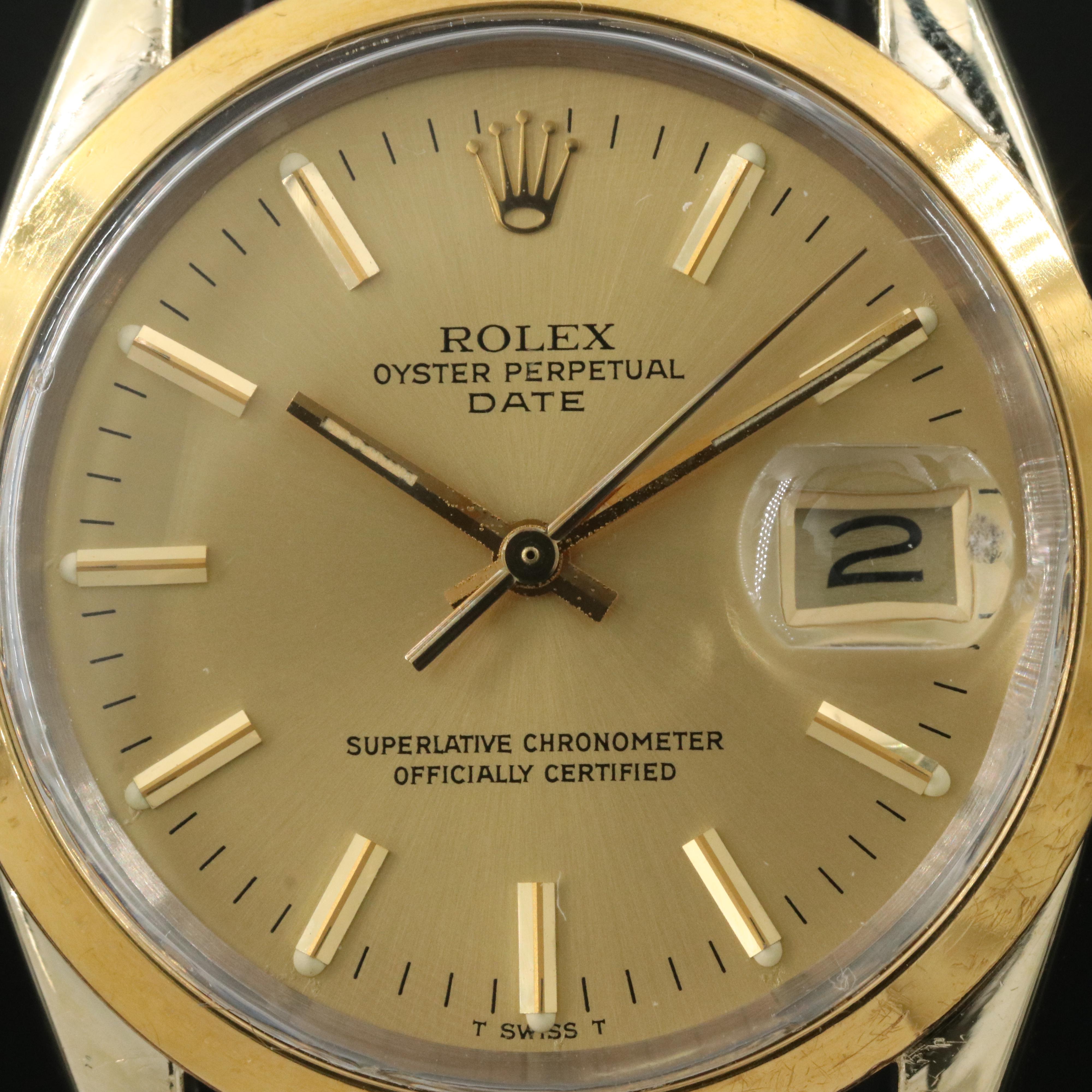 Rolex Oyster Perpetual Date Gold Shell Watch