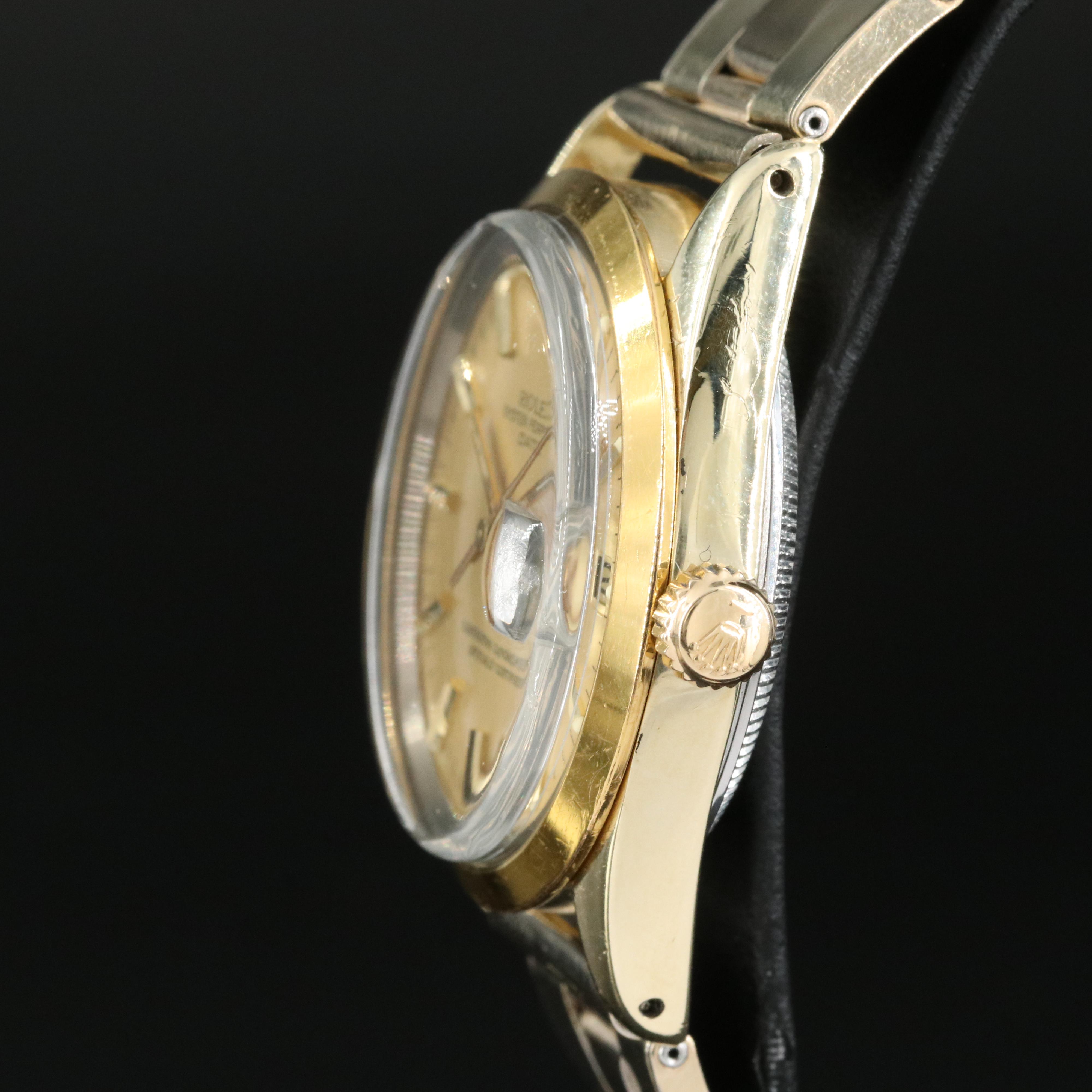 Rolex Oyster Perpetual Date Gold Shell Watch