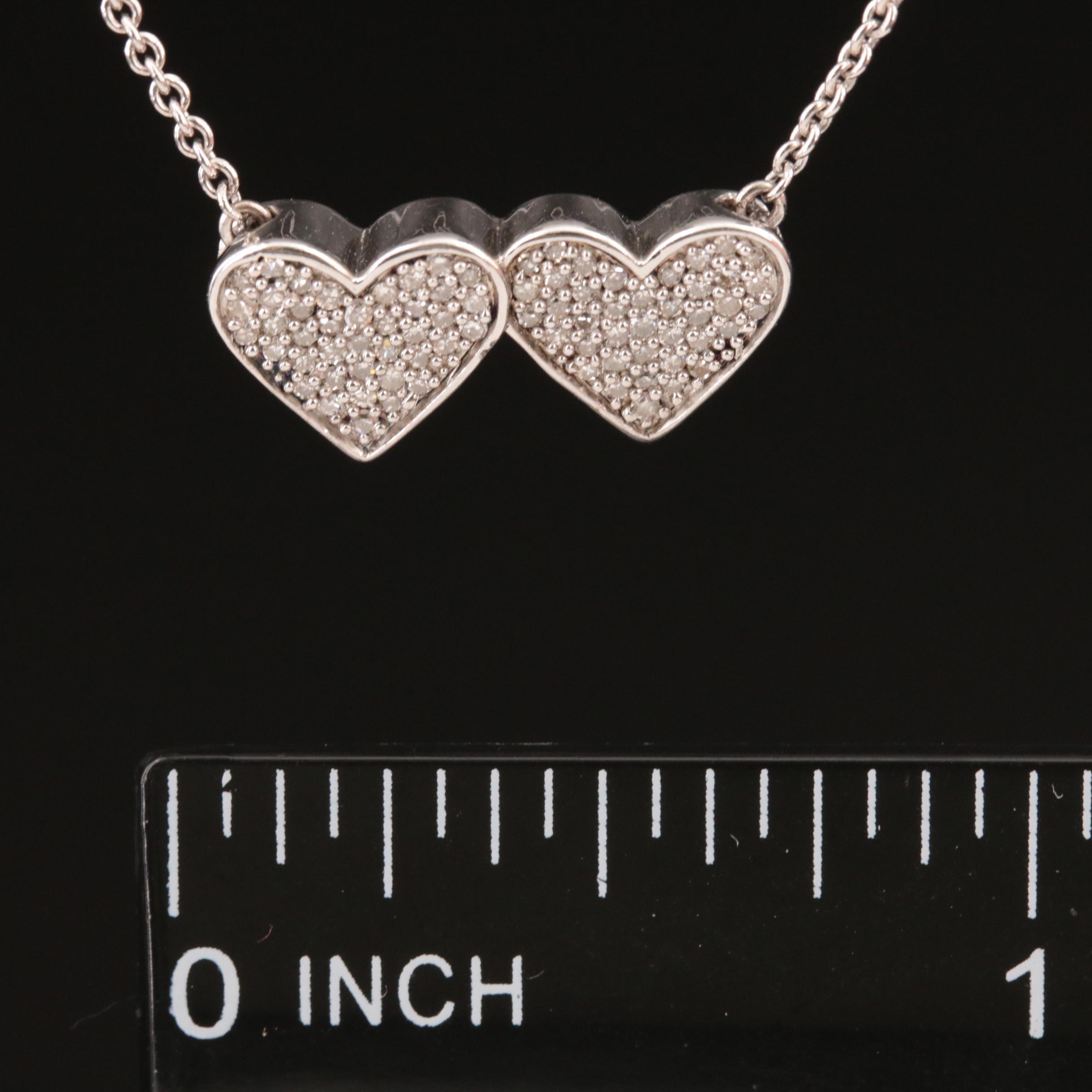 Sterling Diamond Double Heart Necklace