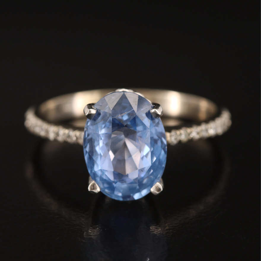 4.81 CT Unheated Ceylon Sapphire and Diamond Ring with GIA Report