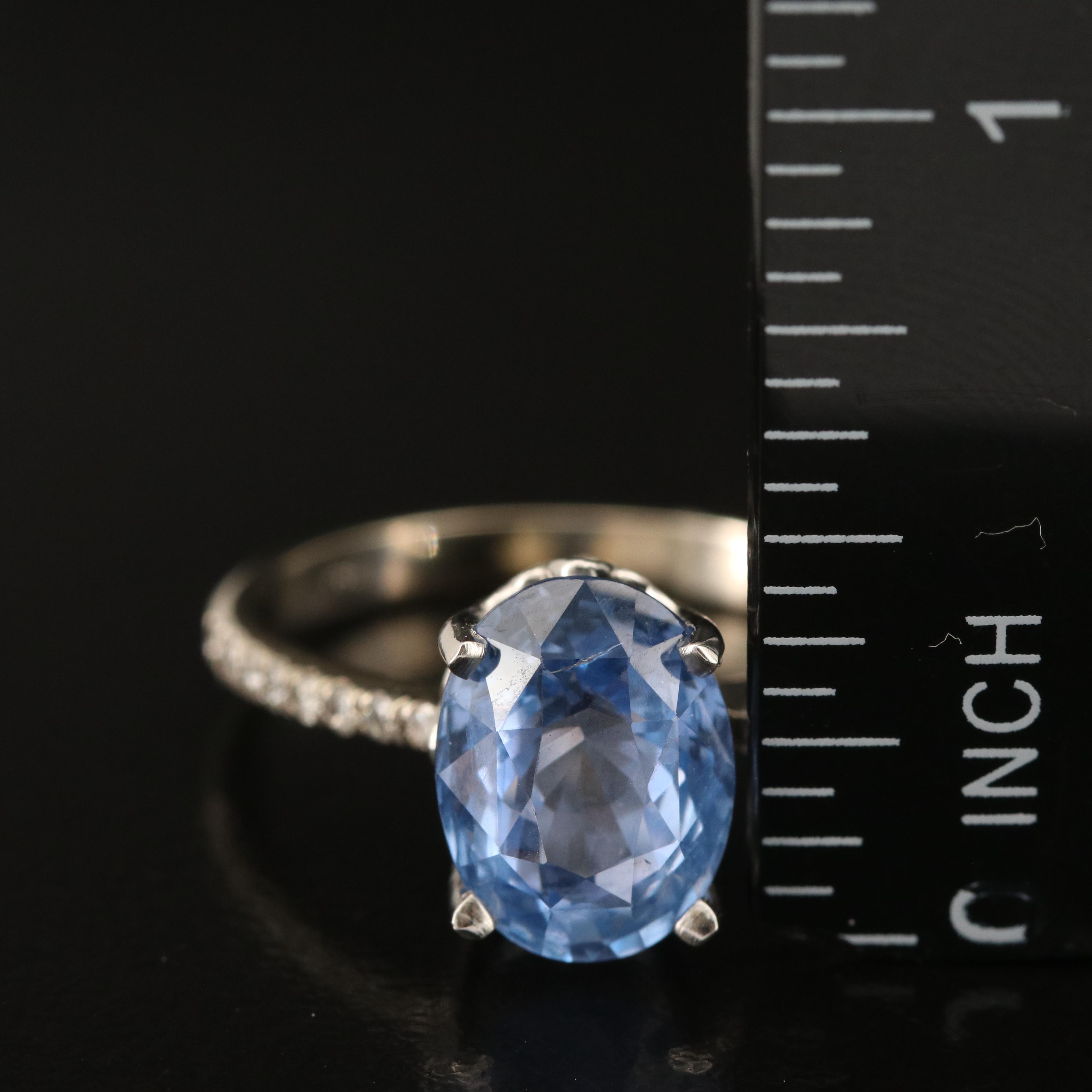 4.81 CT Unheated Ceylon Sapphire and Diamond Ring with GIA Report