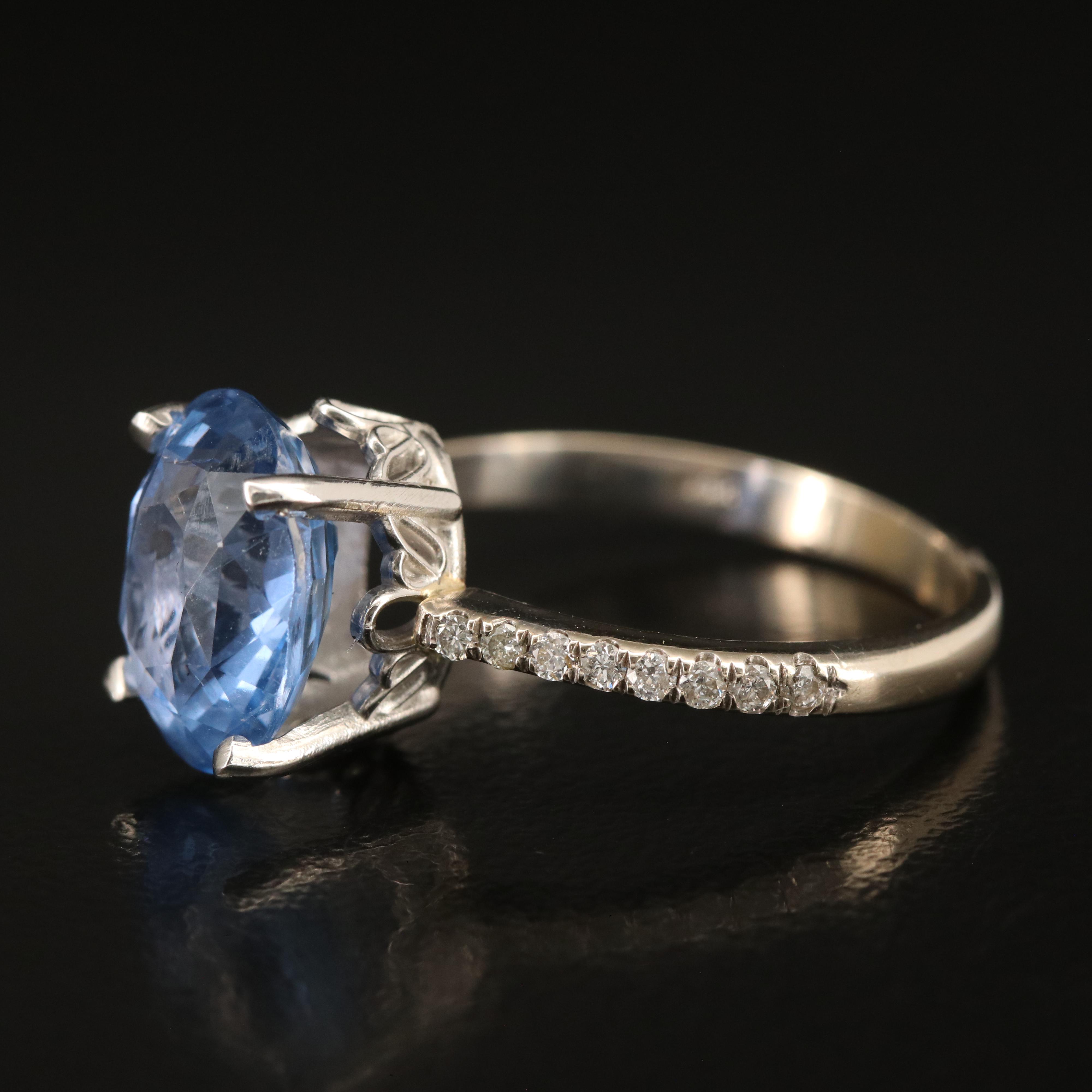 4.81 CT Unheated Ceylon Sapphire and Diamond Ring with GIA Report