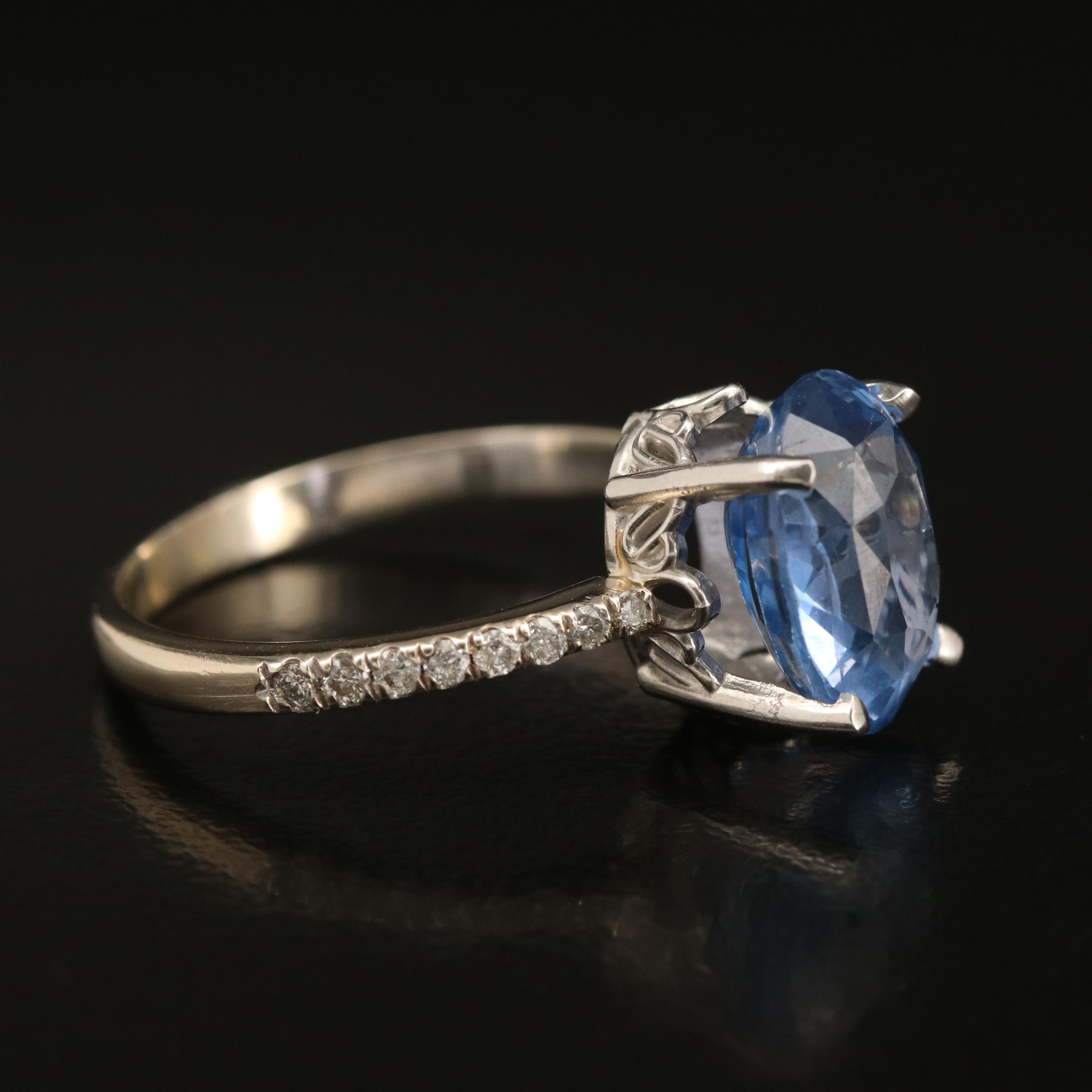 4.81 CT Unheated Ceylon Sapphire and Diamond Ring with GIA Report