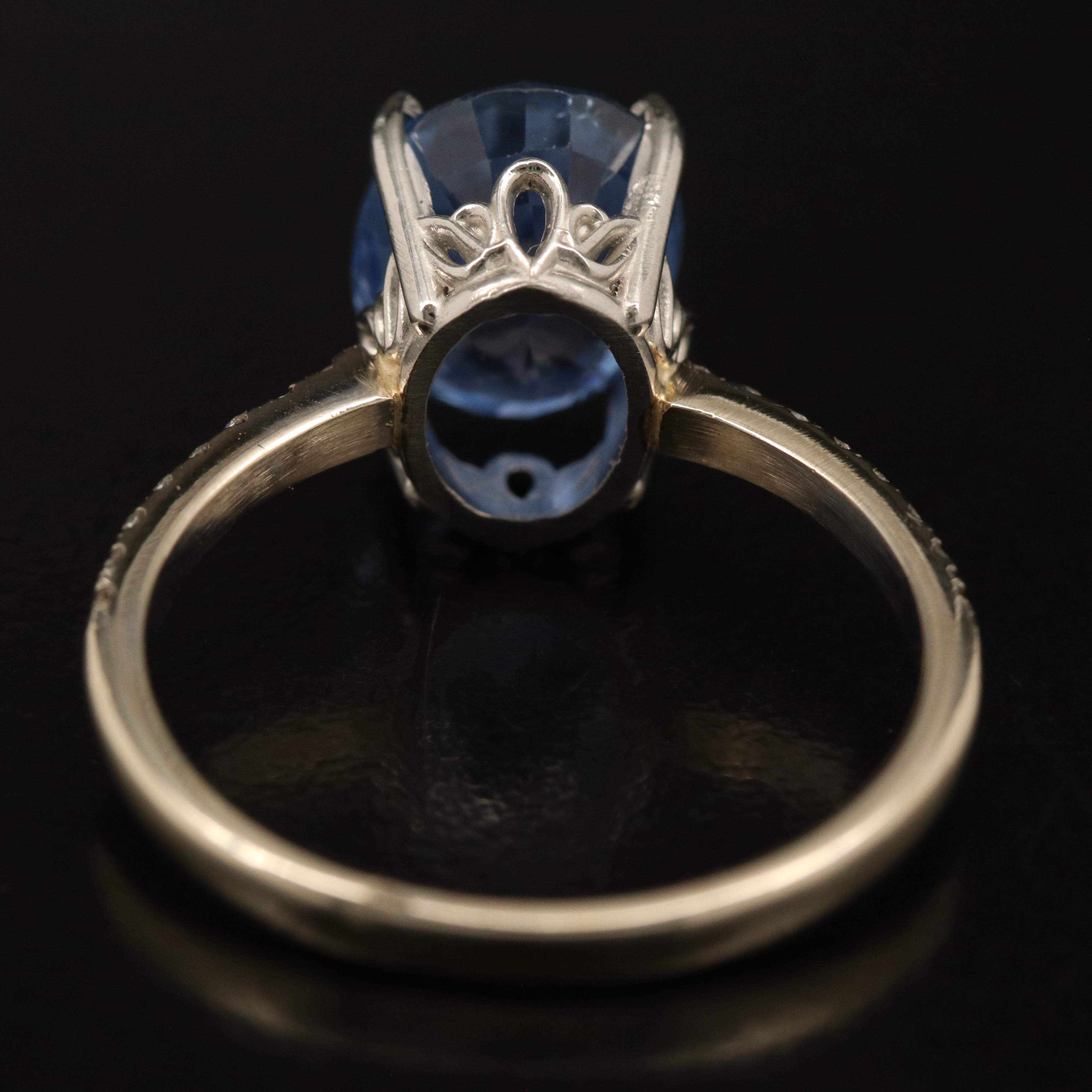 4.81 CT Unheated Ceylon Sapphire and Diamond Ring with GIA Report