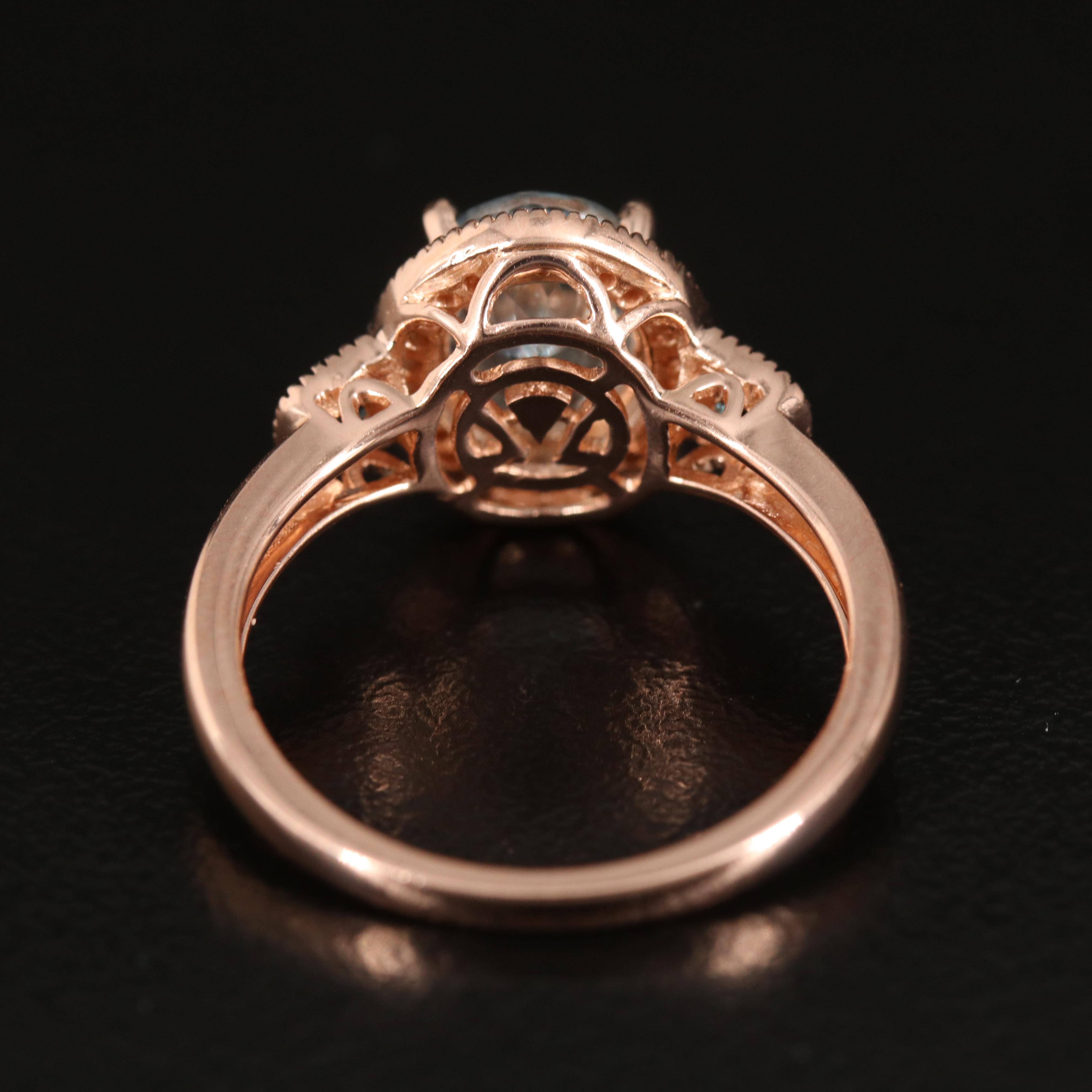 Le Vian 14K Rose Gold Aquamarine and Diamond Halo Ring