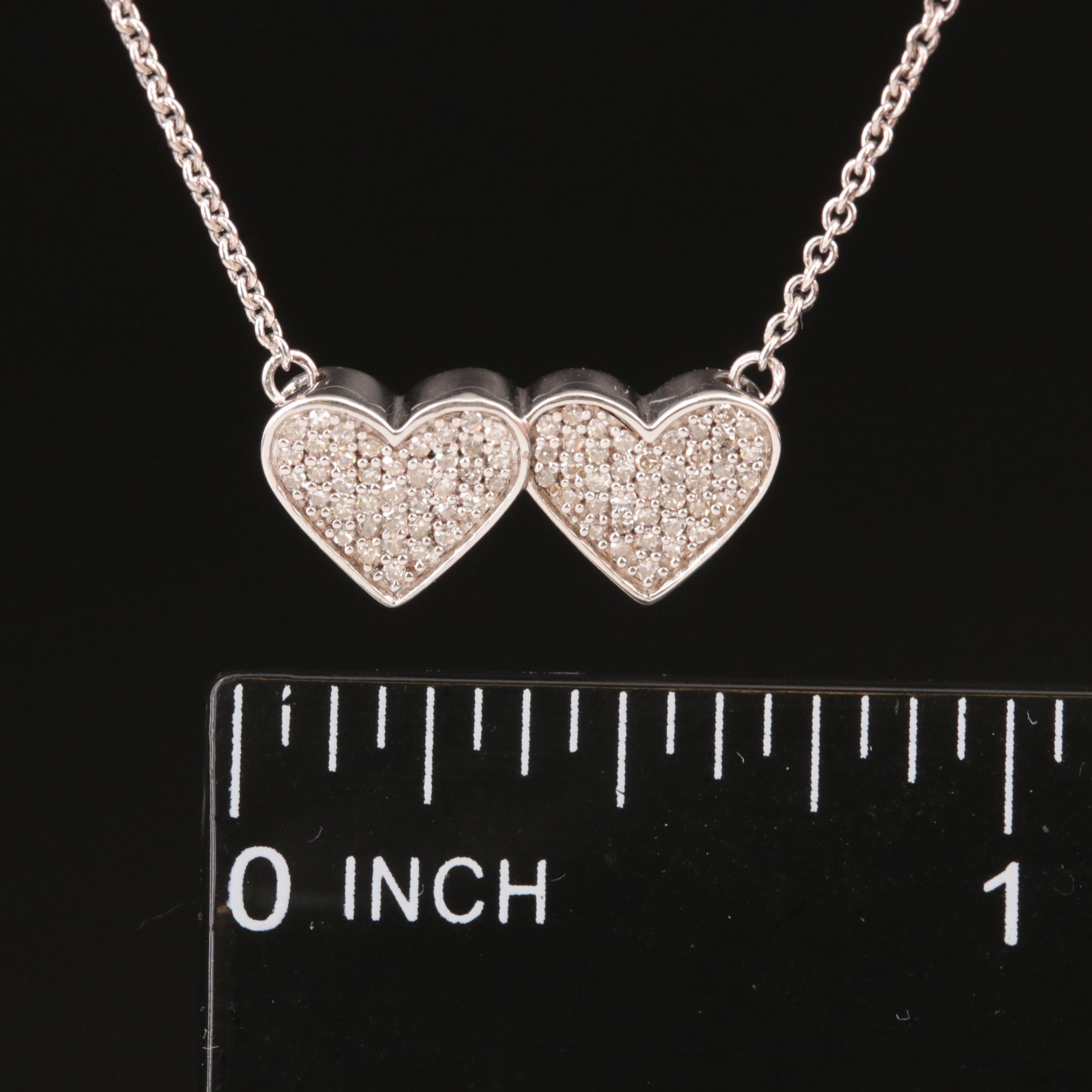 Sterling Diamond Double Heart Necklace