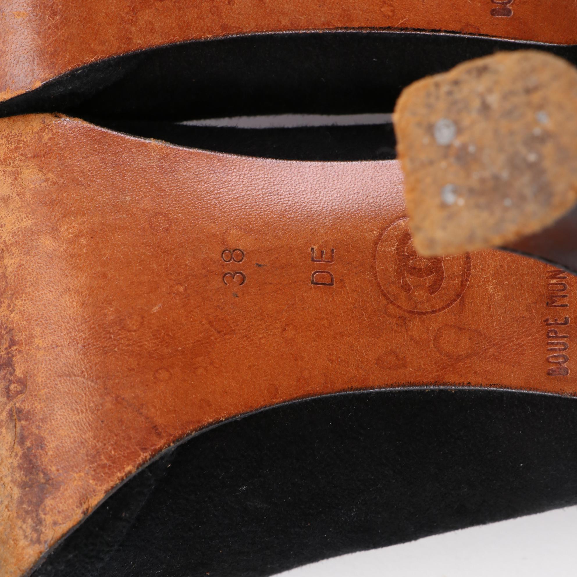 Vintage Chanel 90mm Platform Cap Toe Pumps in Black Suede/Leather