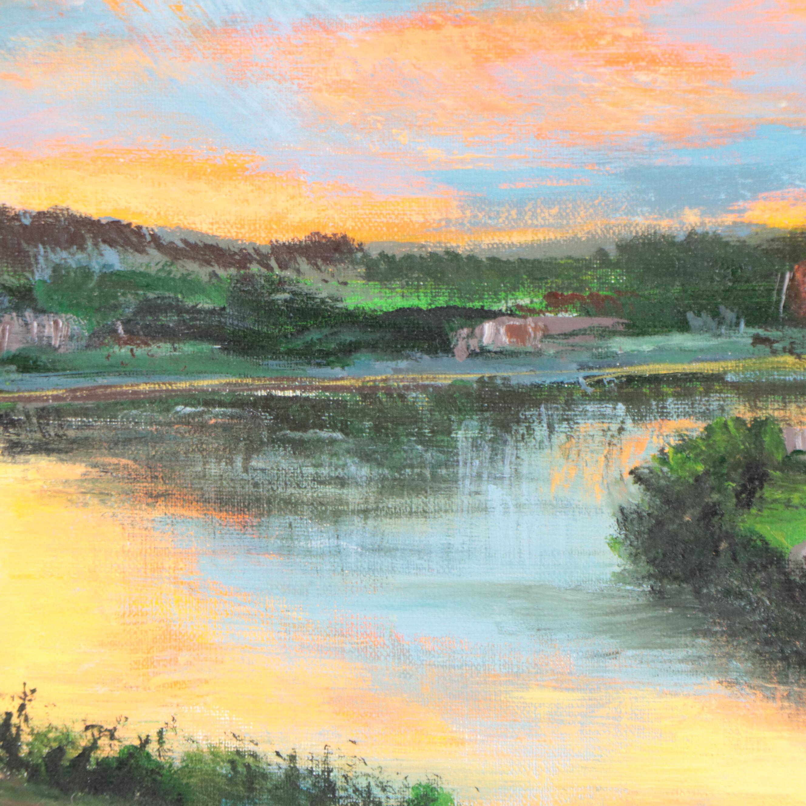 Sanna Acrylic Painting "River View From Eden Park," 2022