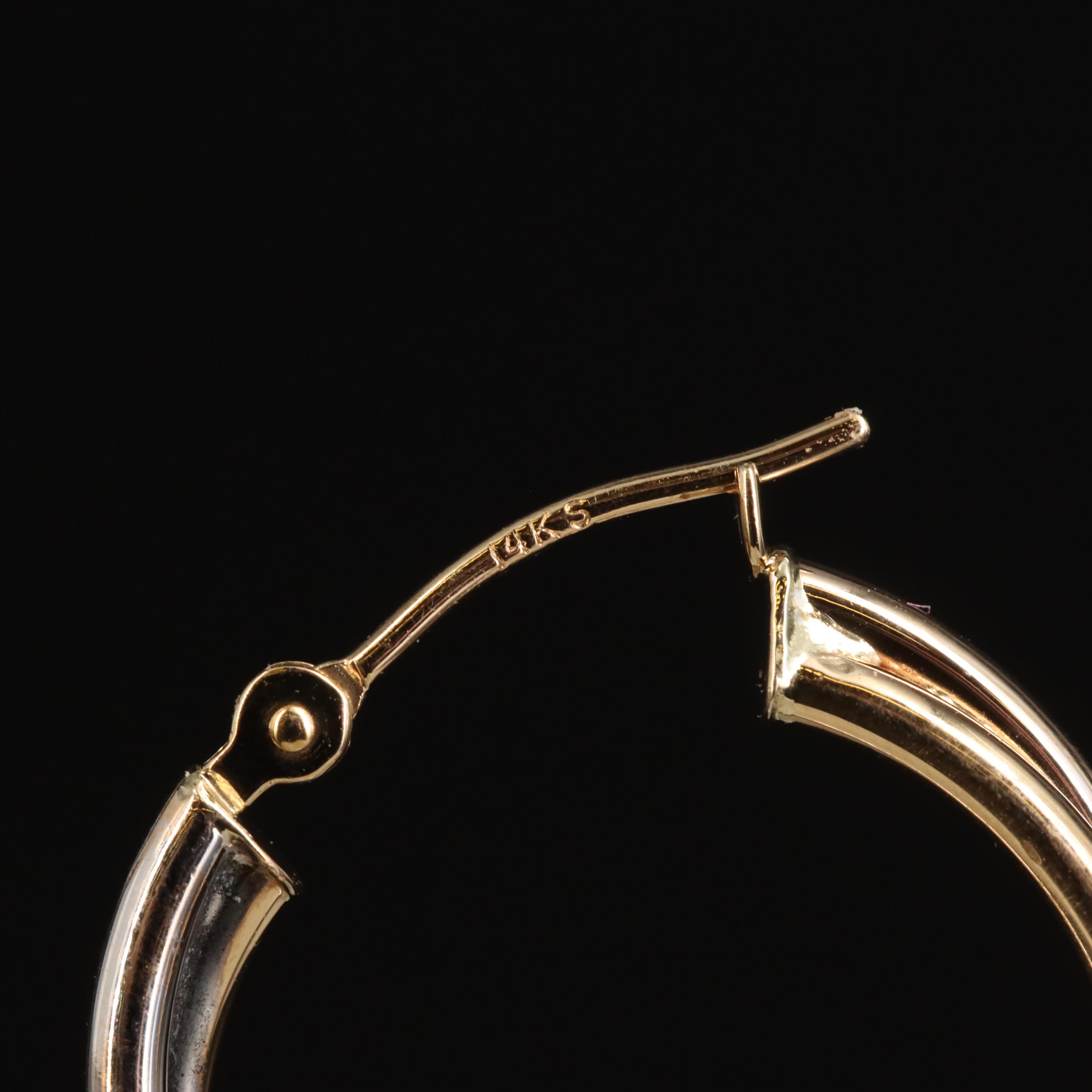 14K Two Tone Hoop Earrings