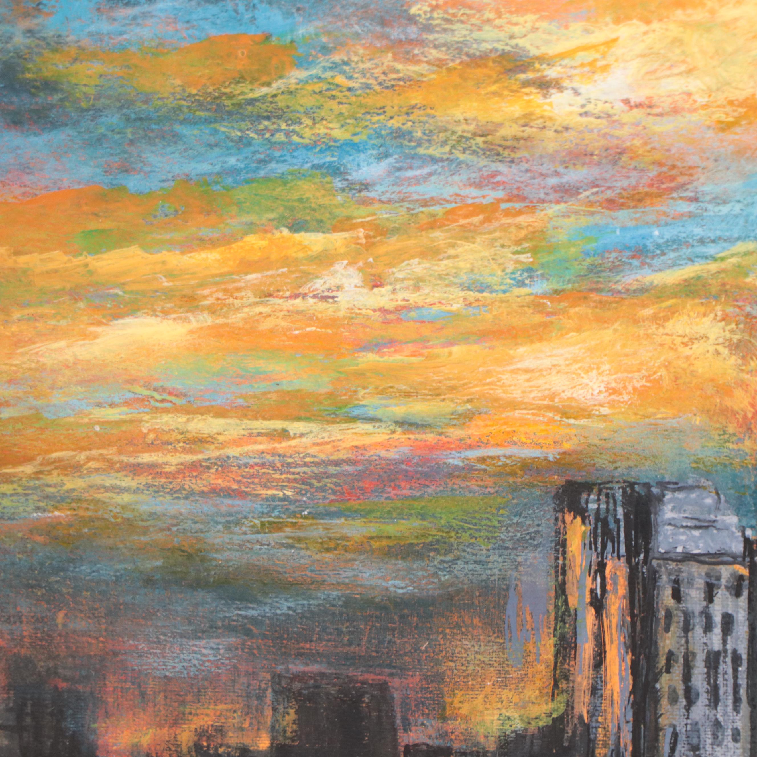Sanna Acrylic Painting "Looking Downtown," 2022