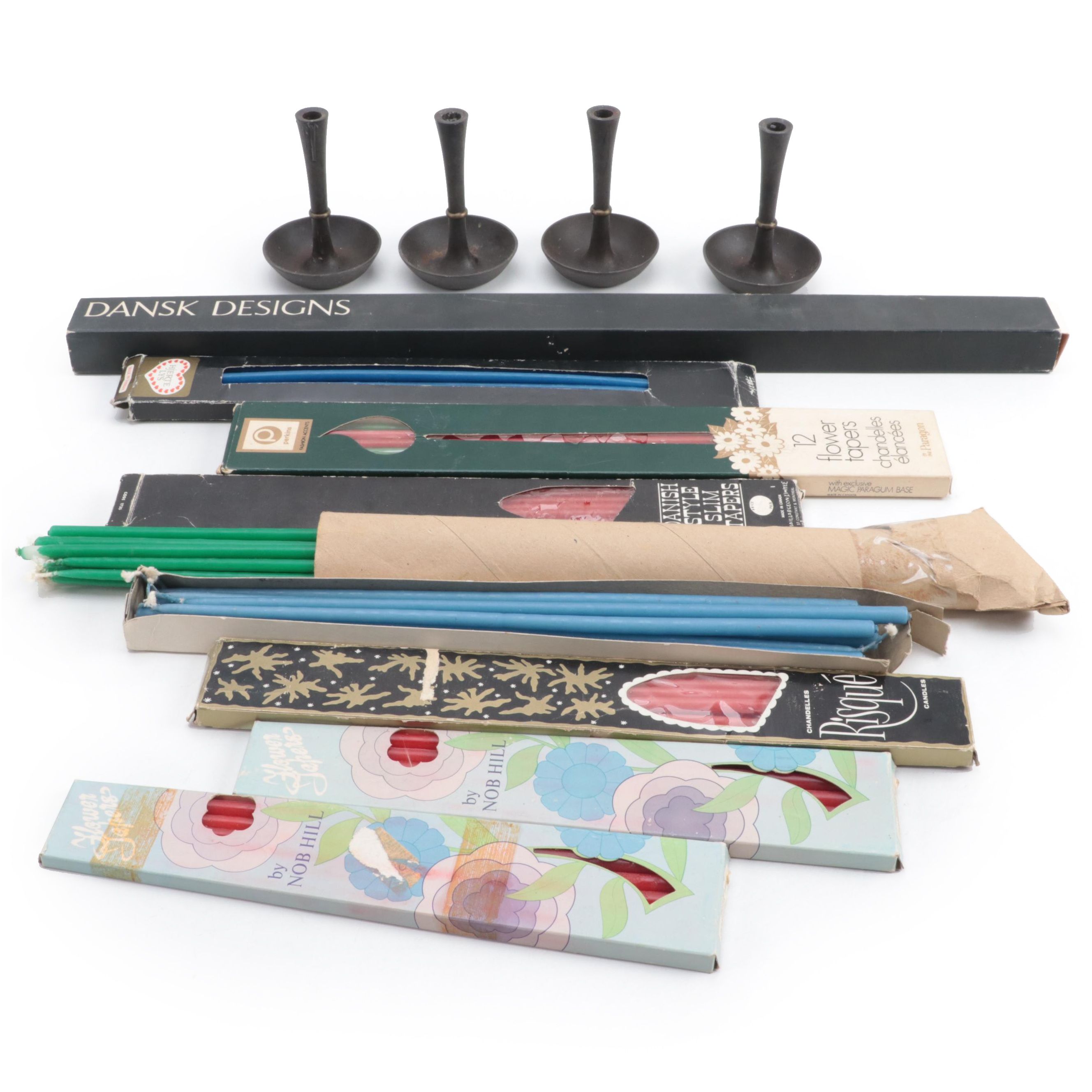 Jens Quistgaard for Dansk Metal Candle Holders with Taper Candles