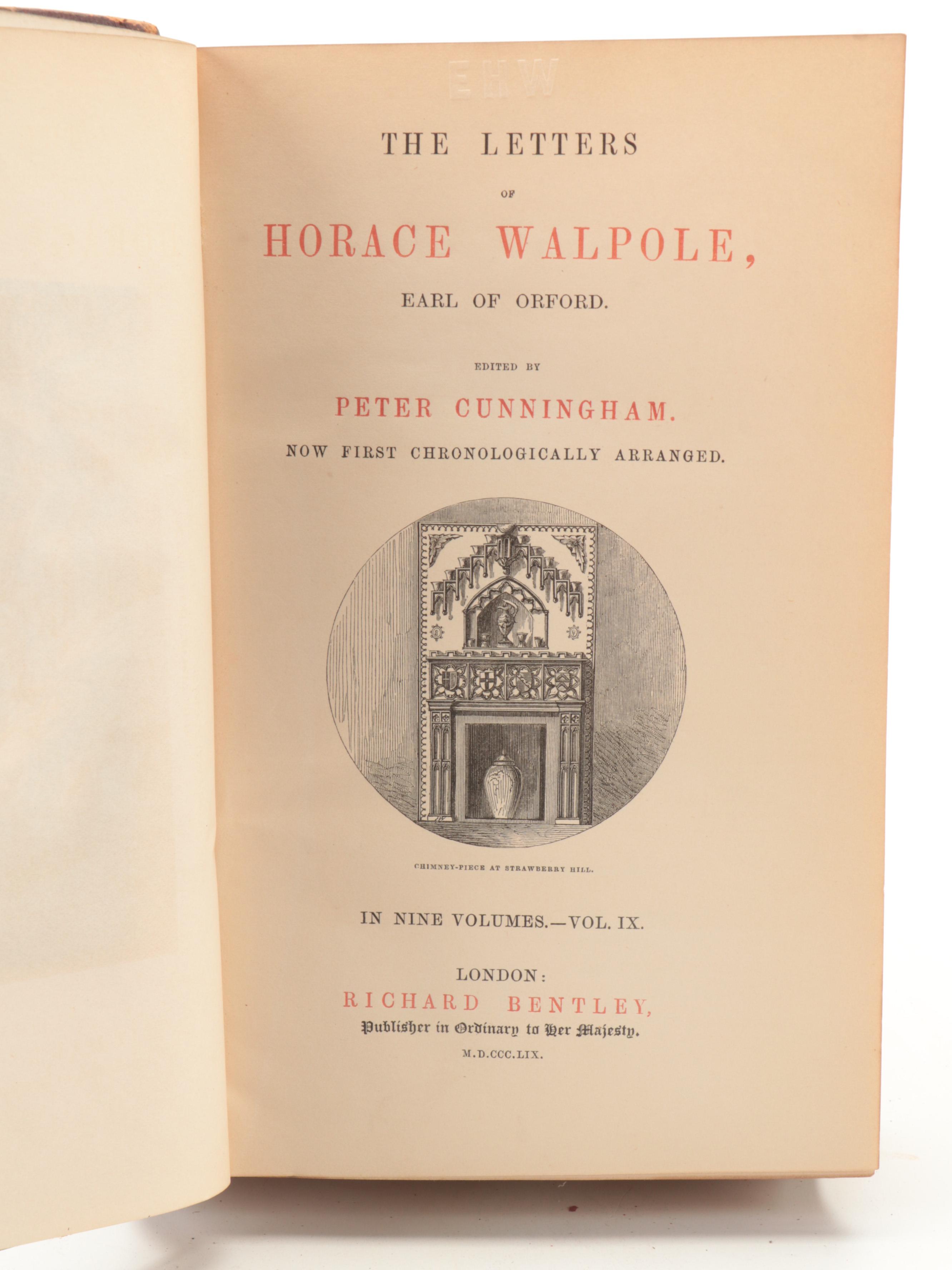 "The Letters of Horace Walpole, Earl of Orford" Nine-Volume Set, 1857
