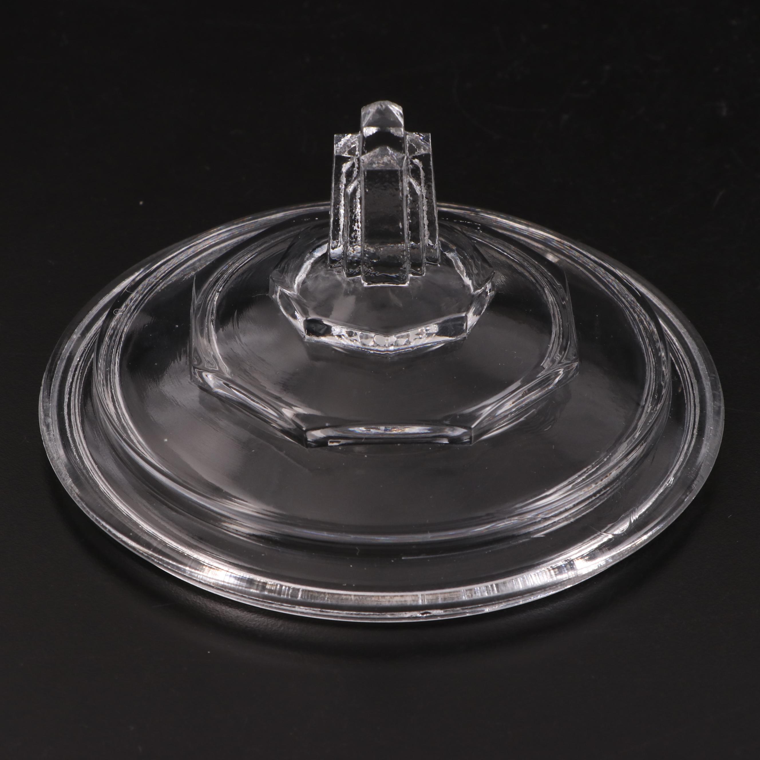 Art Deco Pressed Glass Lidded Vanity Box, Early 20th Century