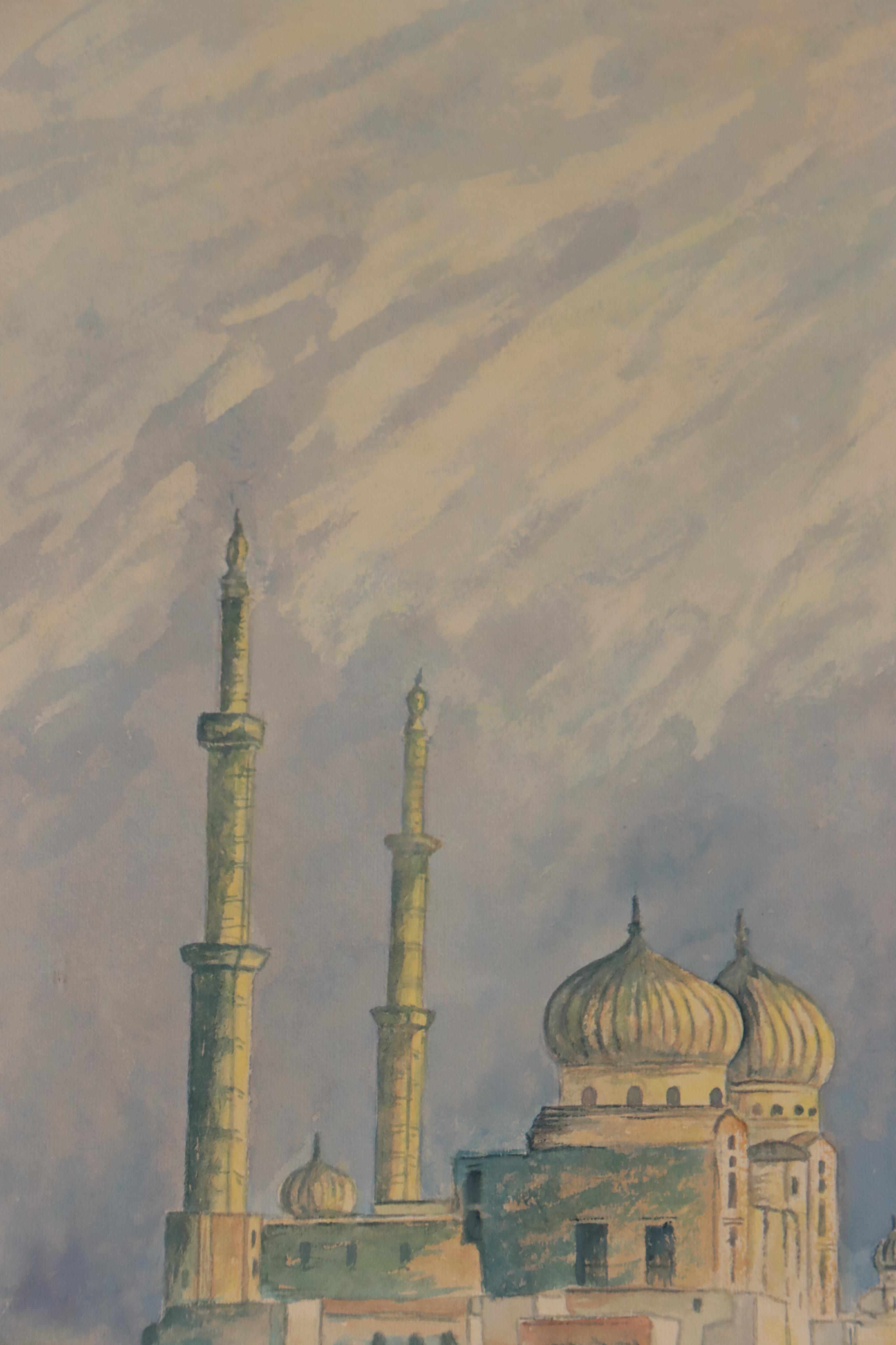 W. Ashton Architectural Watercolor Painting