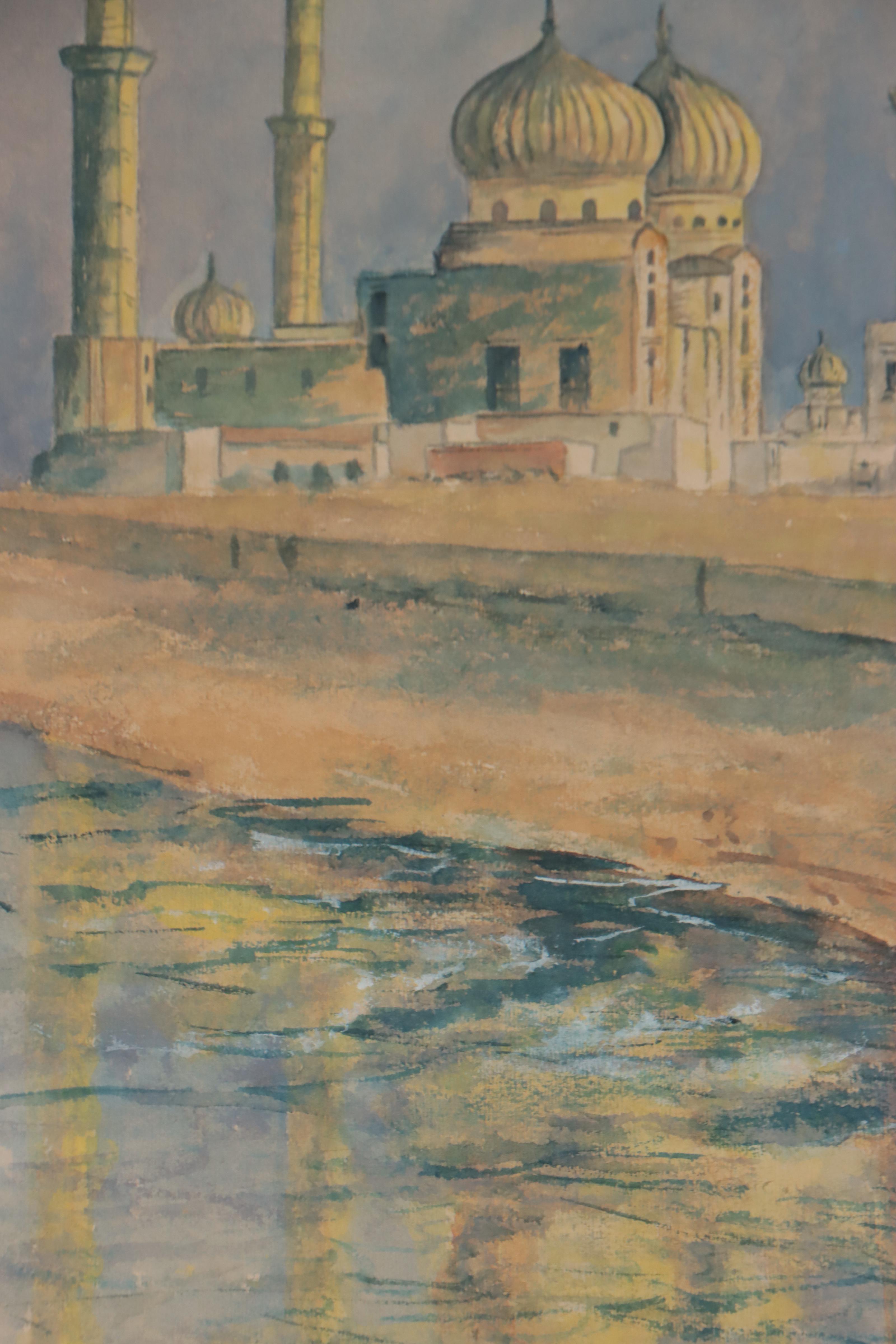 W. Ashton Architectural Watercolor Painting