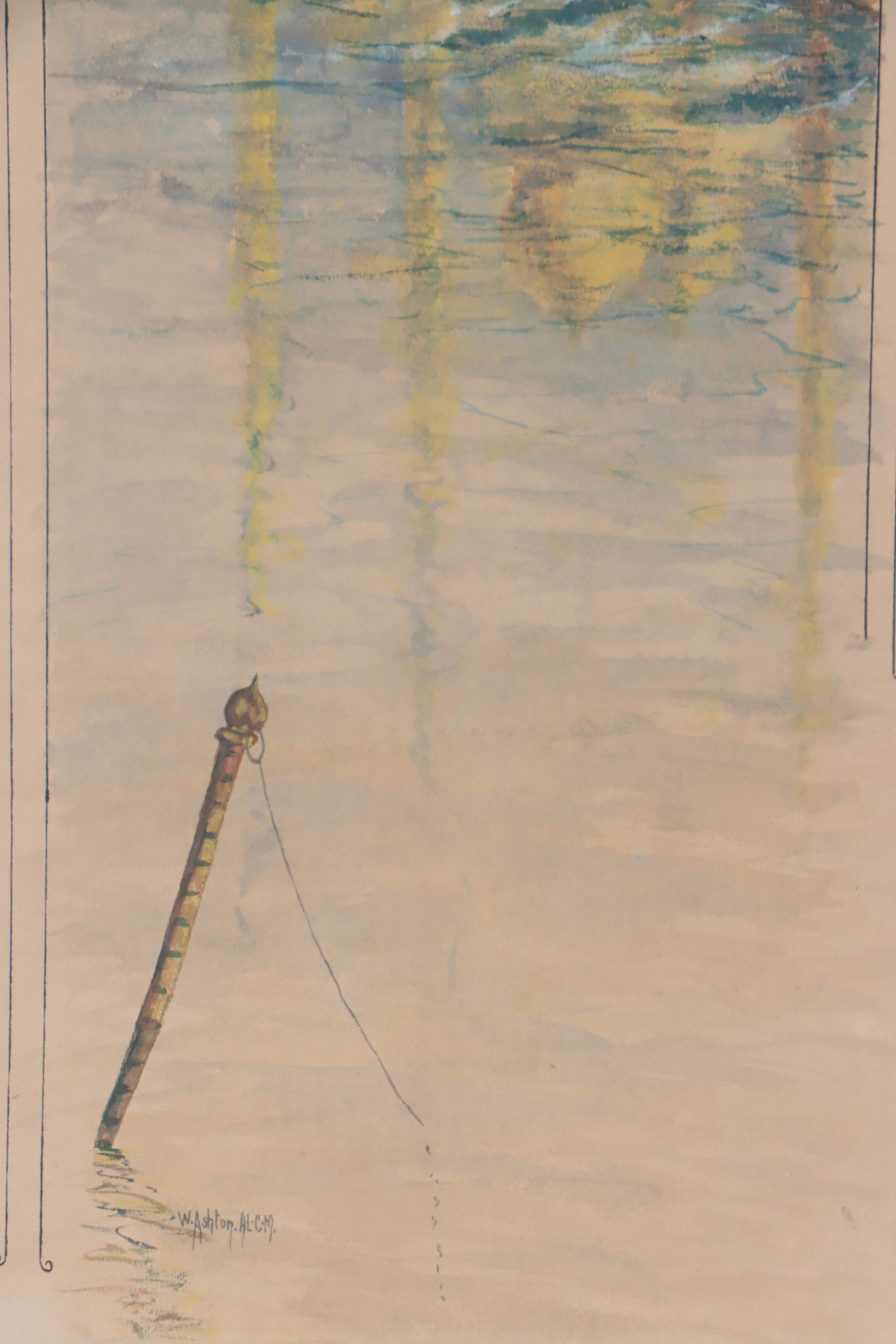 W. Ashton Architectural Watercolor Painting