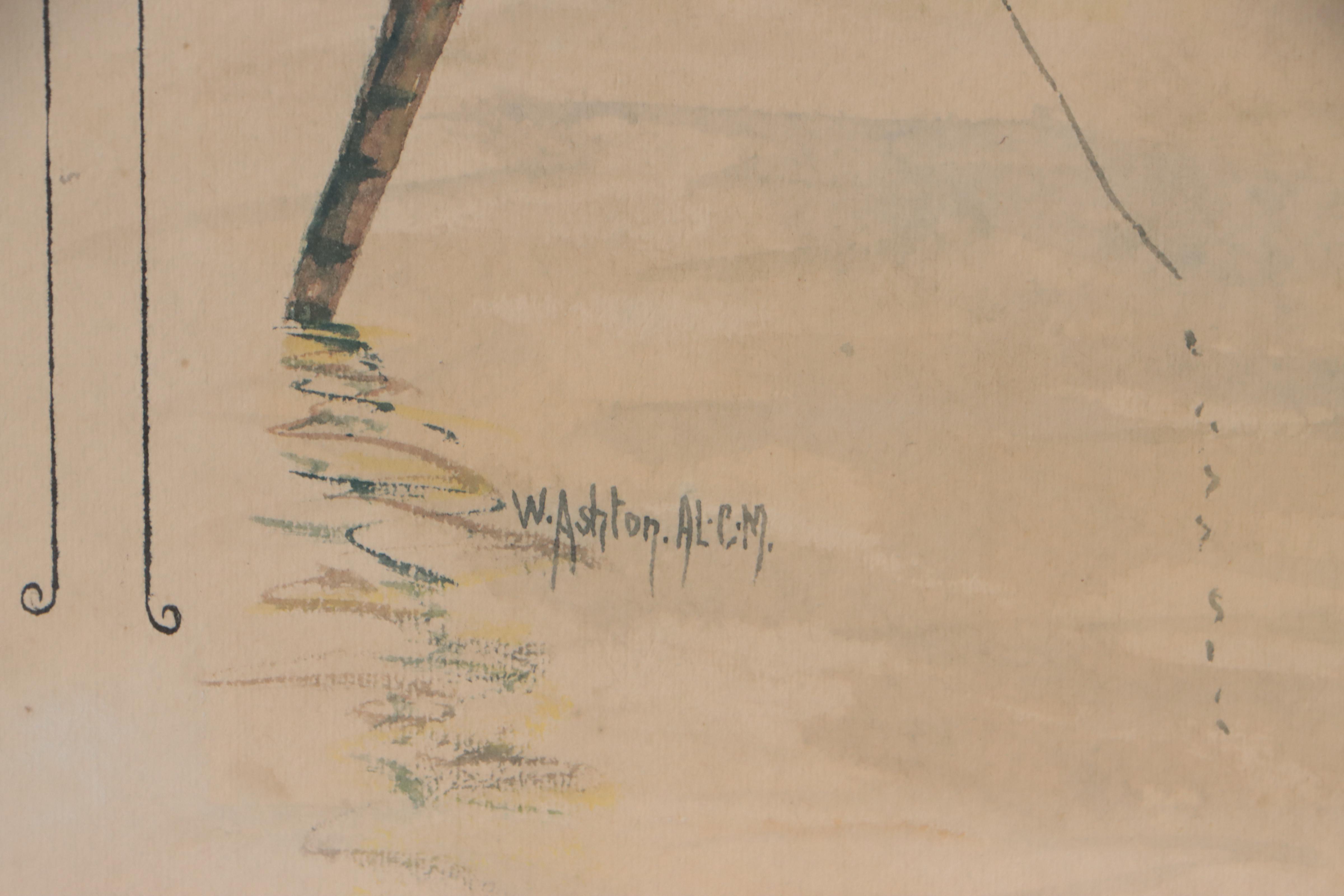 W. Ashton Architectural Watercolor Painting