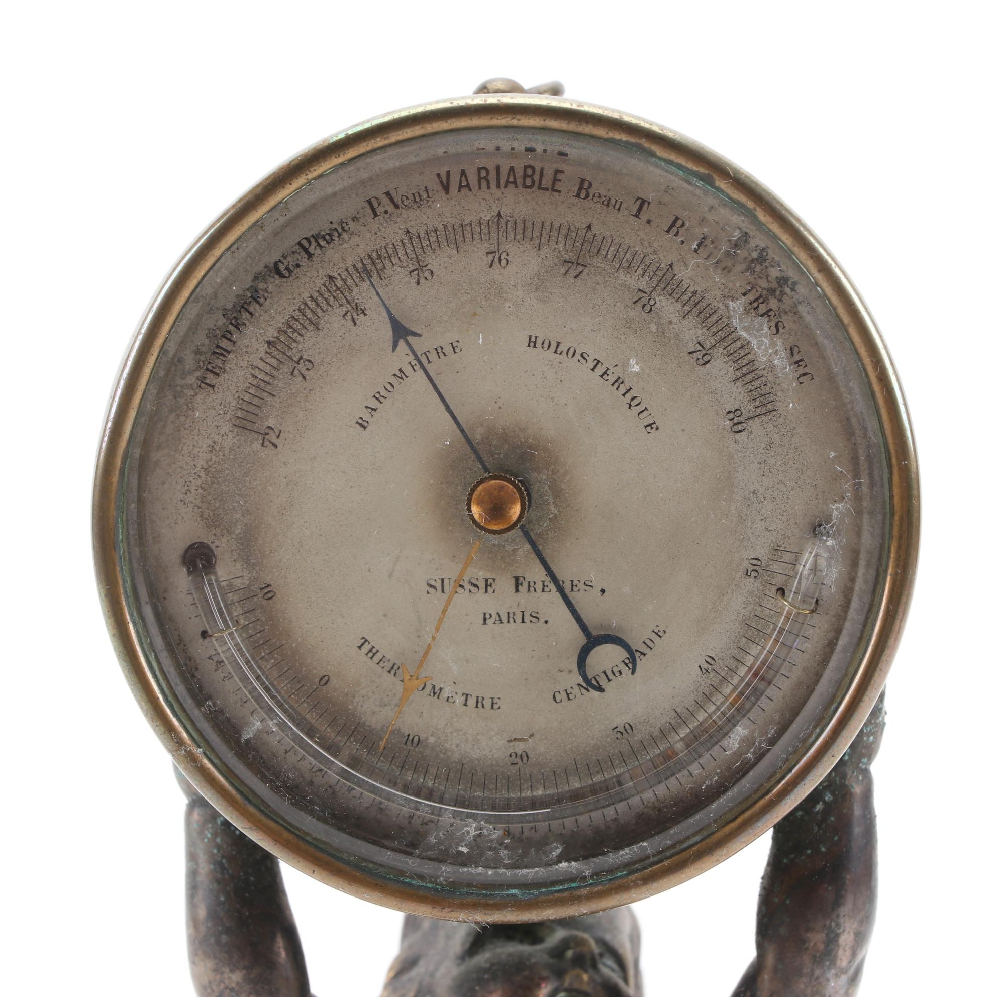Susse Frères Bronze Pertuis, Naudet, Hulot & Bourgeois Barometer Thermometer