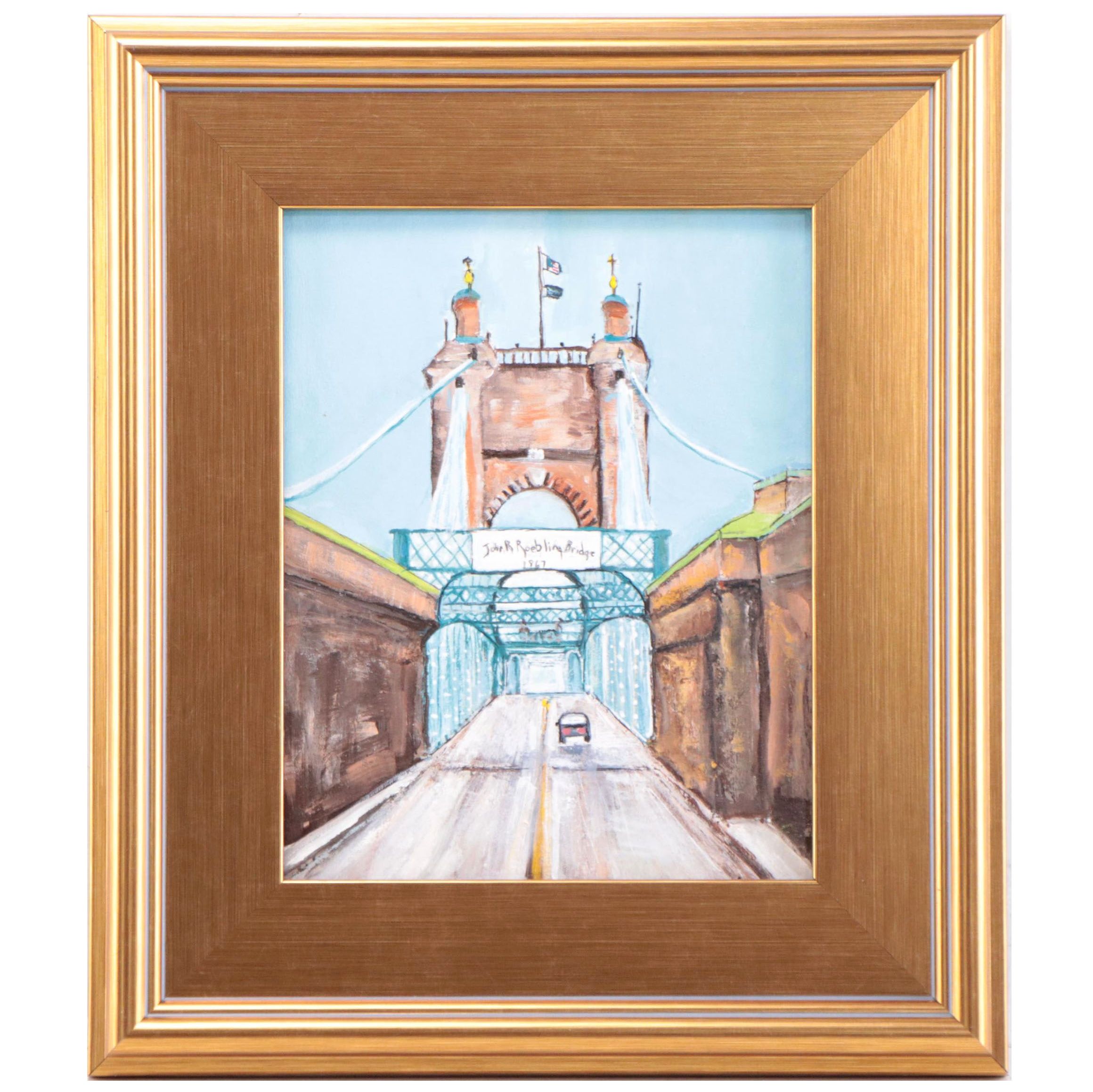 Sanna Acrylic Painting "John A. Roebling Bridge," 2022