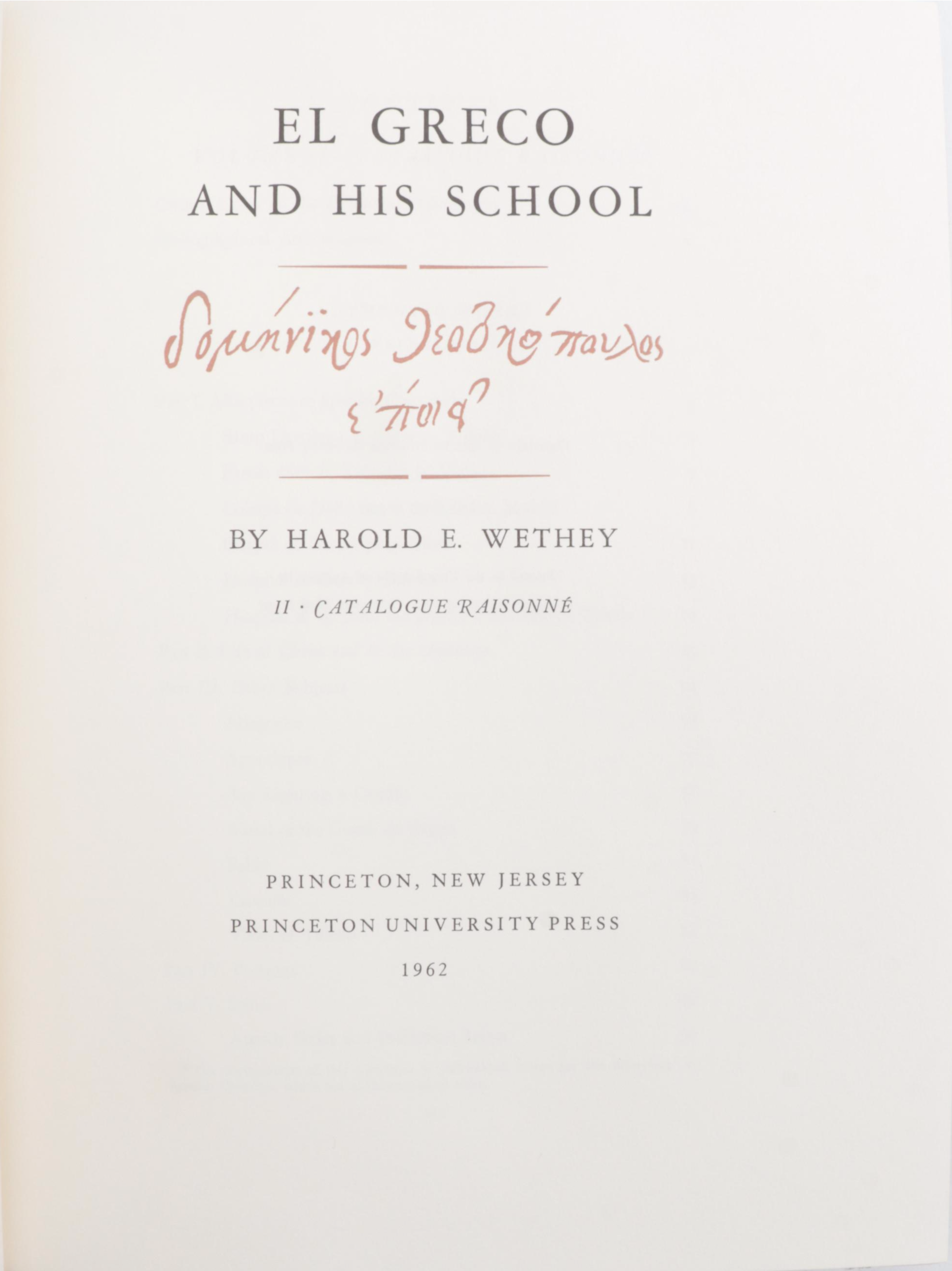 First Edition "El Greco and His School" by Harold Wethey and More