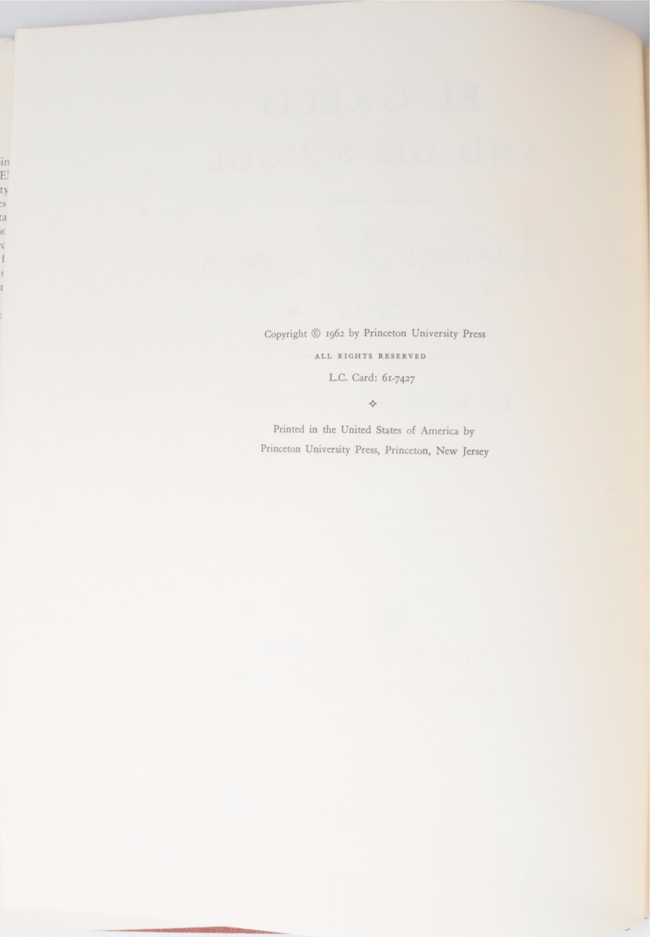 First Edition "El Greco and His School" by Harold Wethey and More