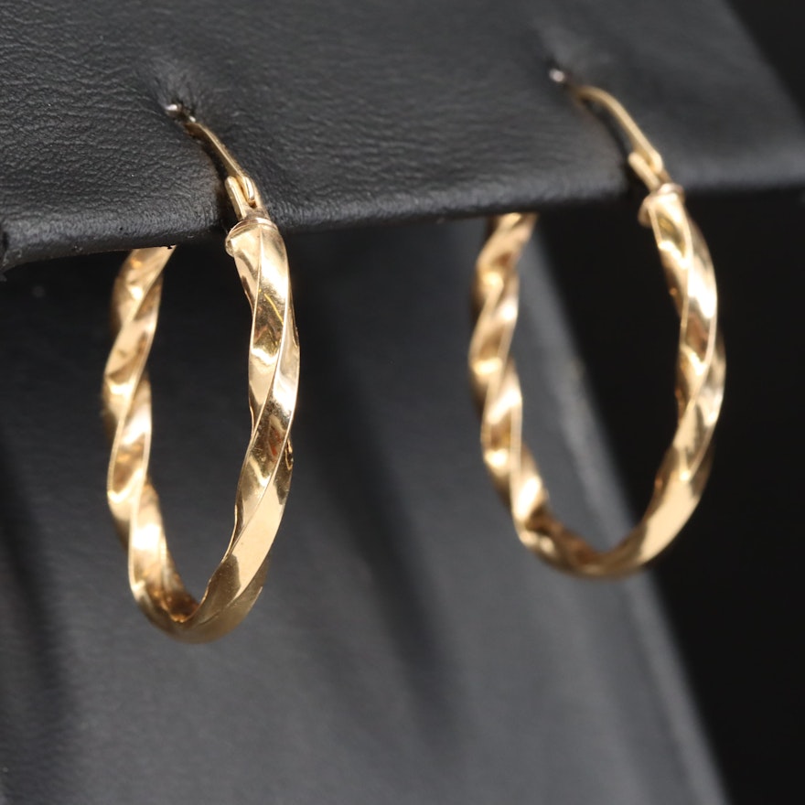 14K Twisted Hoop Earrings