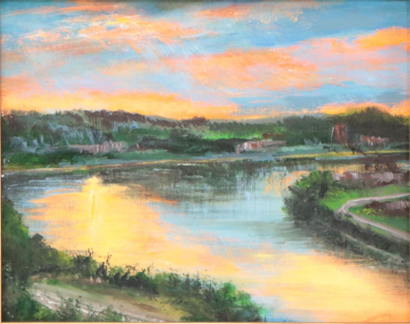 Sanna Acrylic Painting "River View From Eden Park," 2022