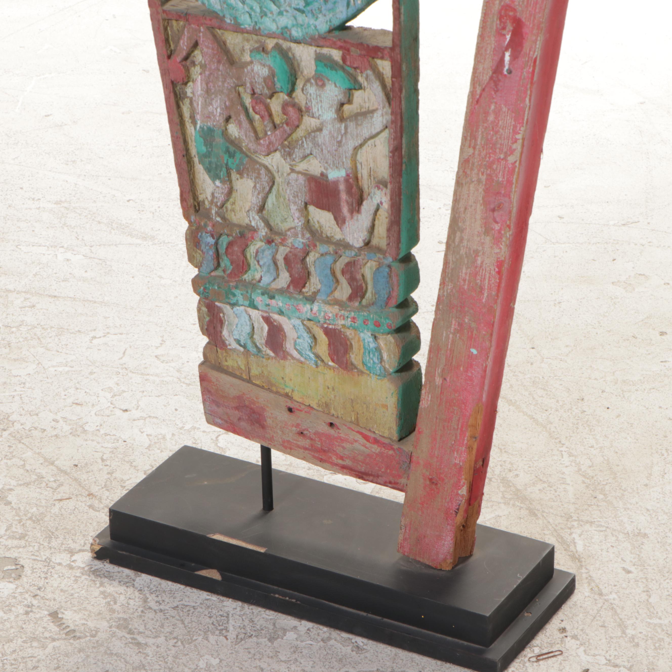 Burmese Teak Buddhist Temple Corbel, Mid-20th Century