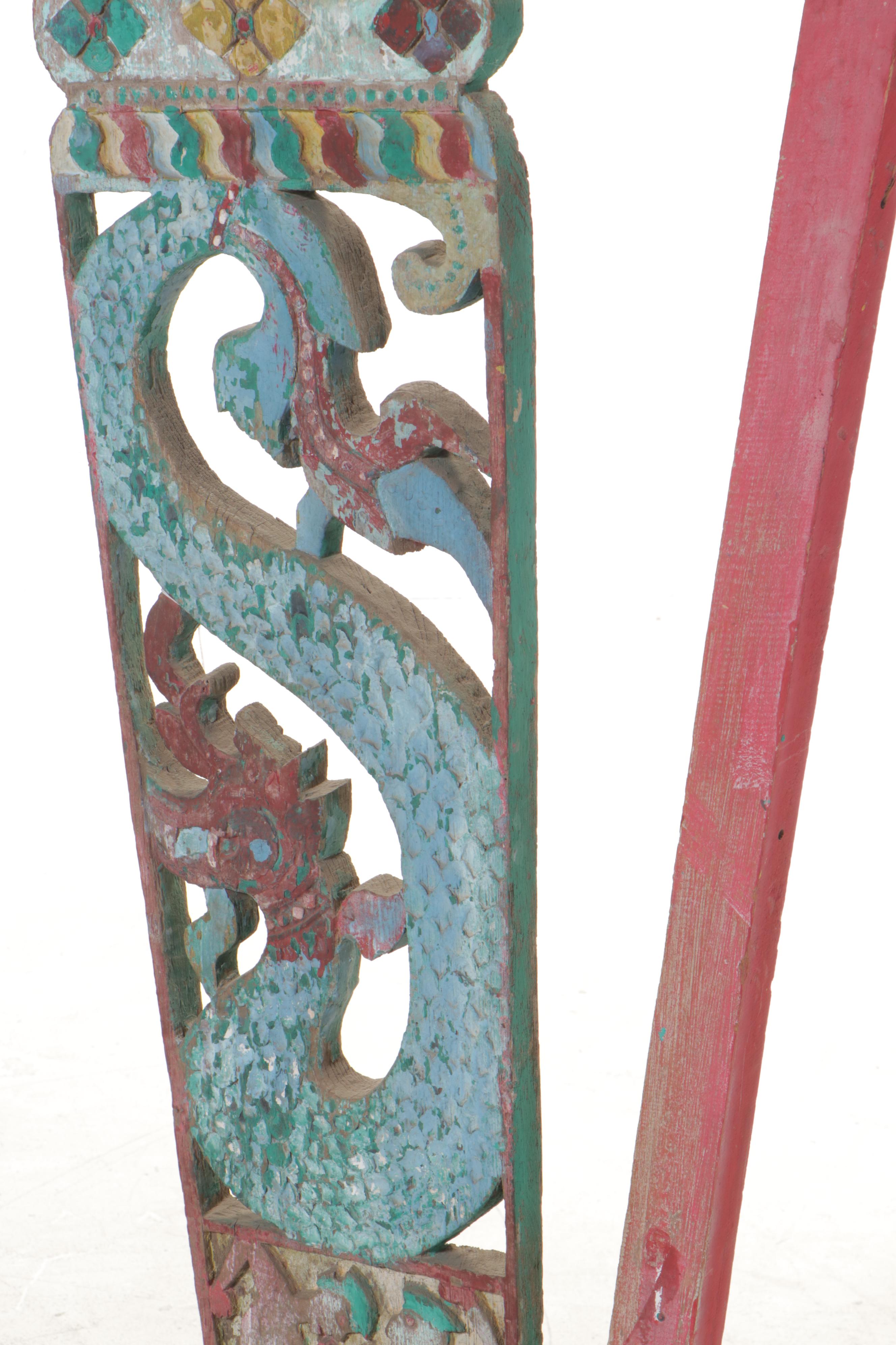 Burmese Teak Buddhist Temple Corbel, Mid-20th Century