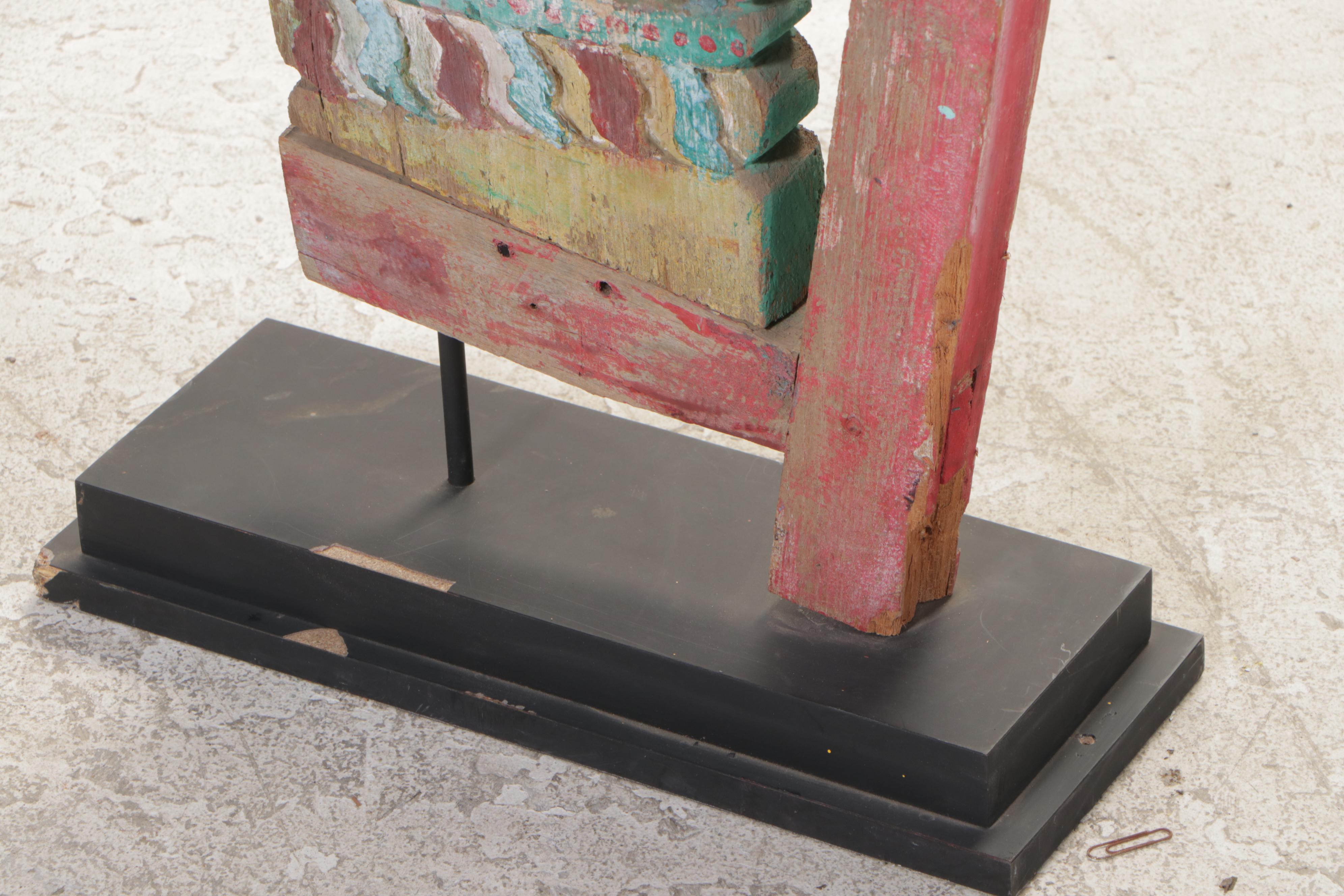 Burmese Teak Buddhist Temple Corbel, Mid-20th Century