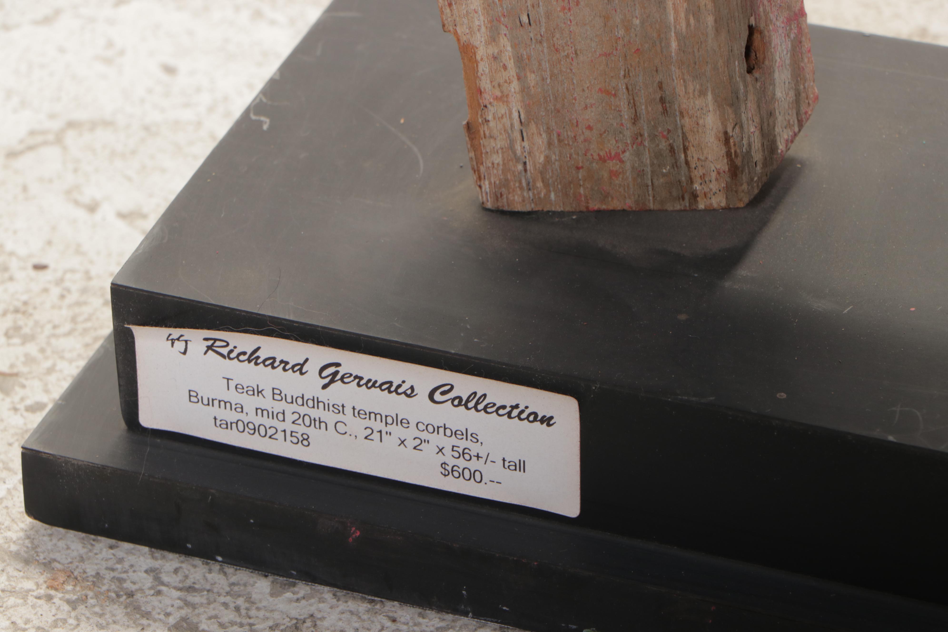 Burmese Teak Buddhist Temple Corbel, Mid-20th Century