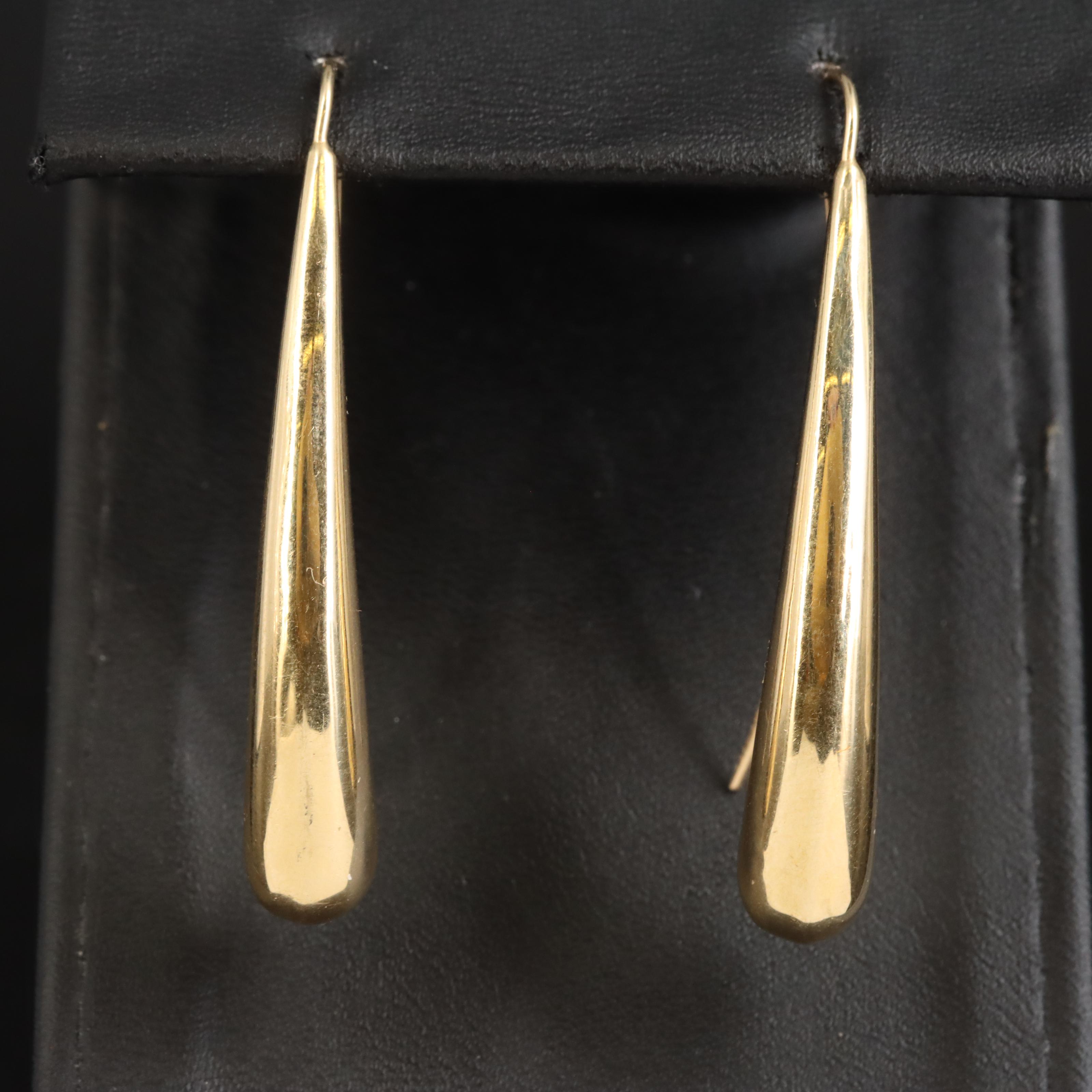 14K Puff Drop Earrings