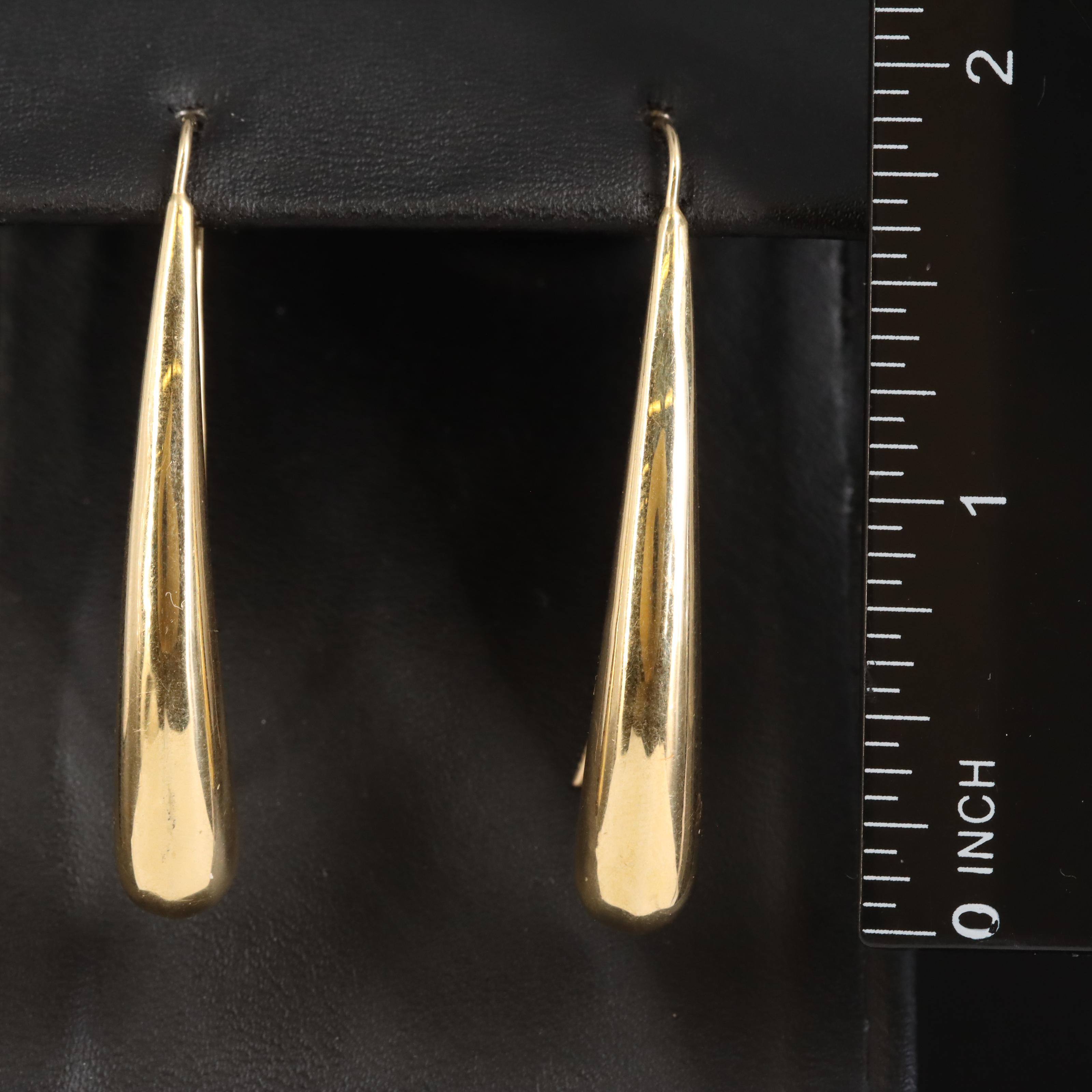 14K Puff Drop Earrings