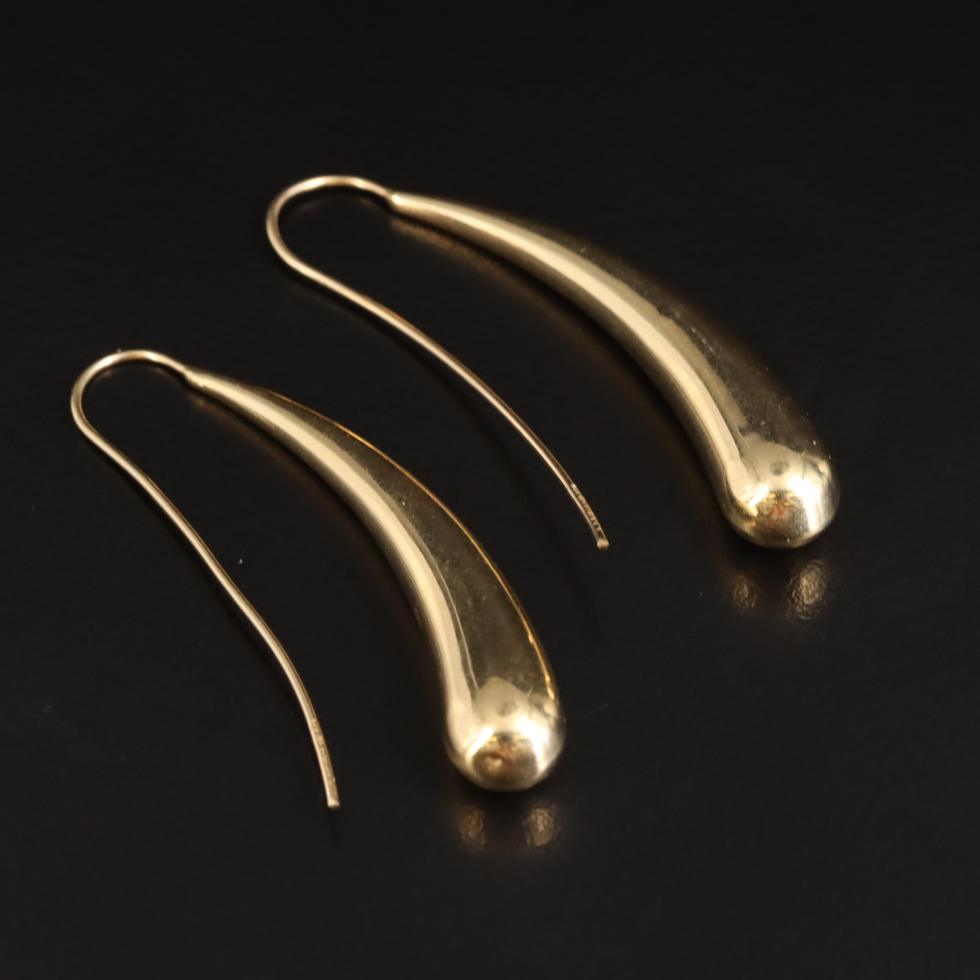 14K Puff Drop Earrings