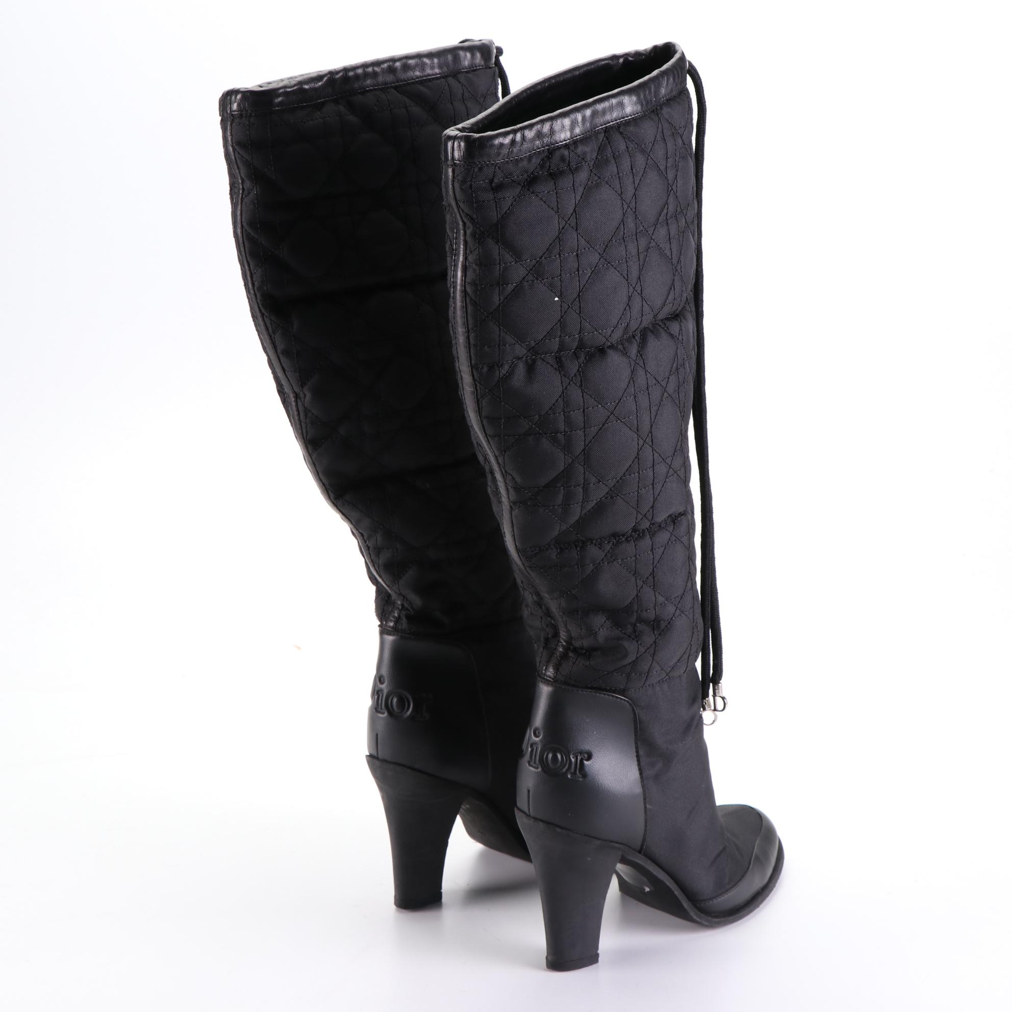 Christian Dior Lady Dior Boots in Quilted Nylon Canvas and Leather Trim