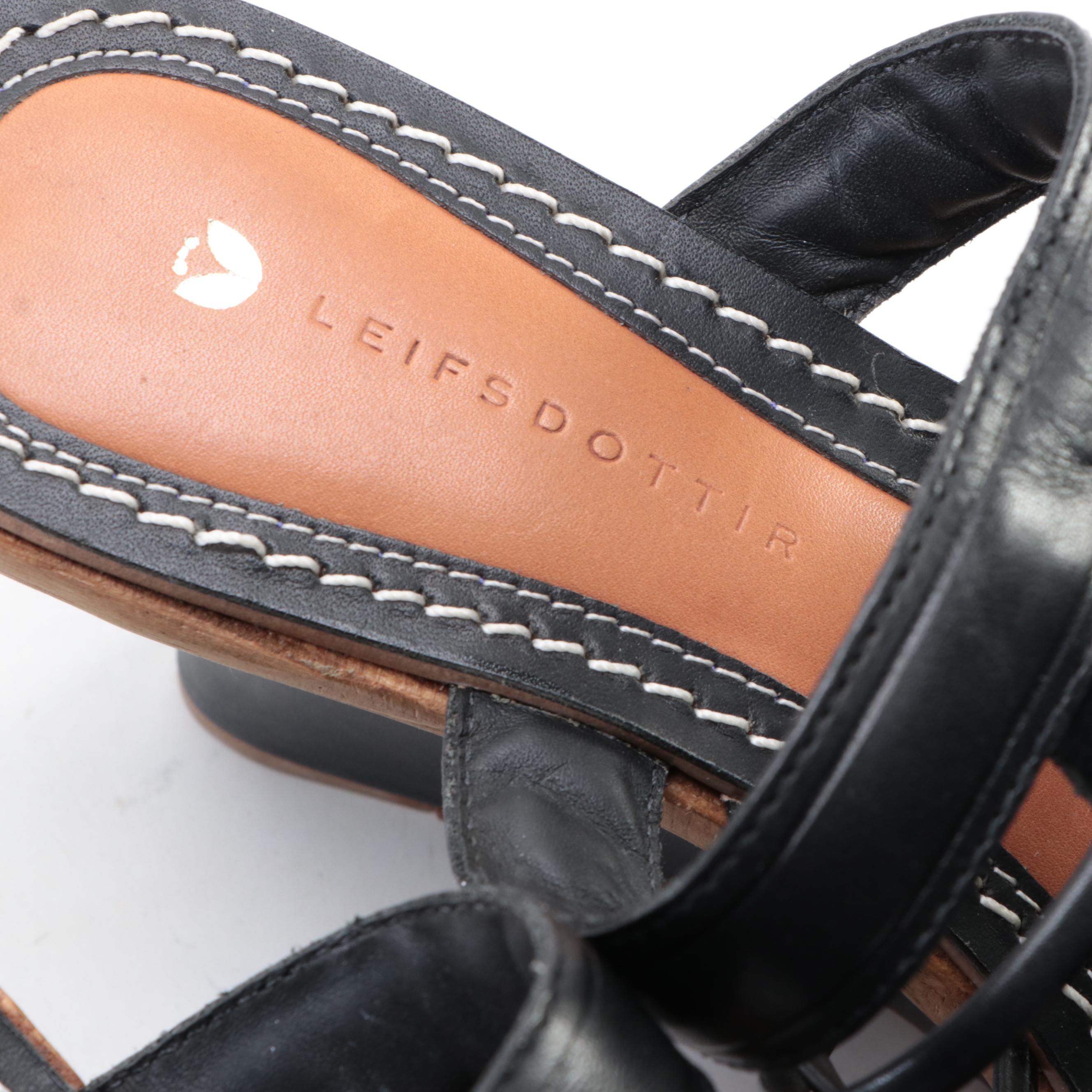 Leifsdottir Strappy Wedges in Leather and Wood