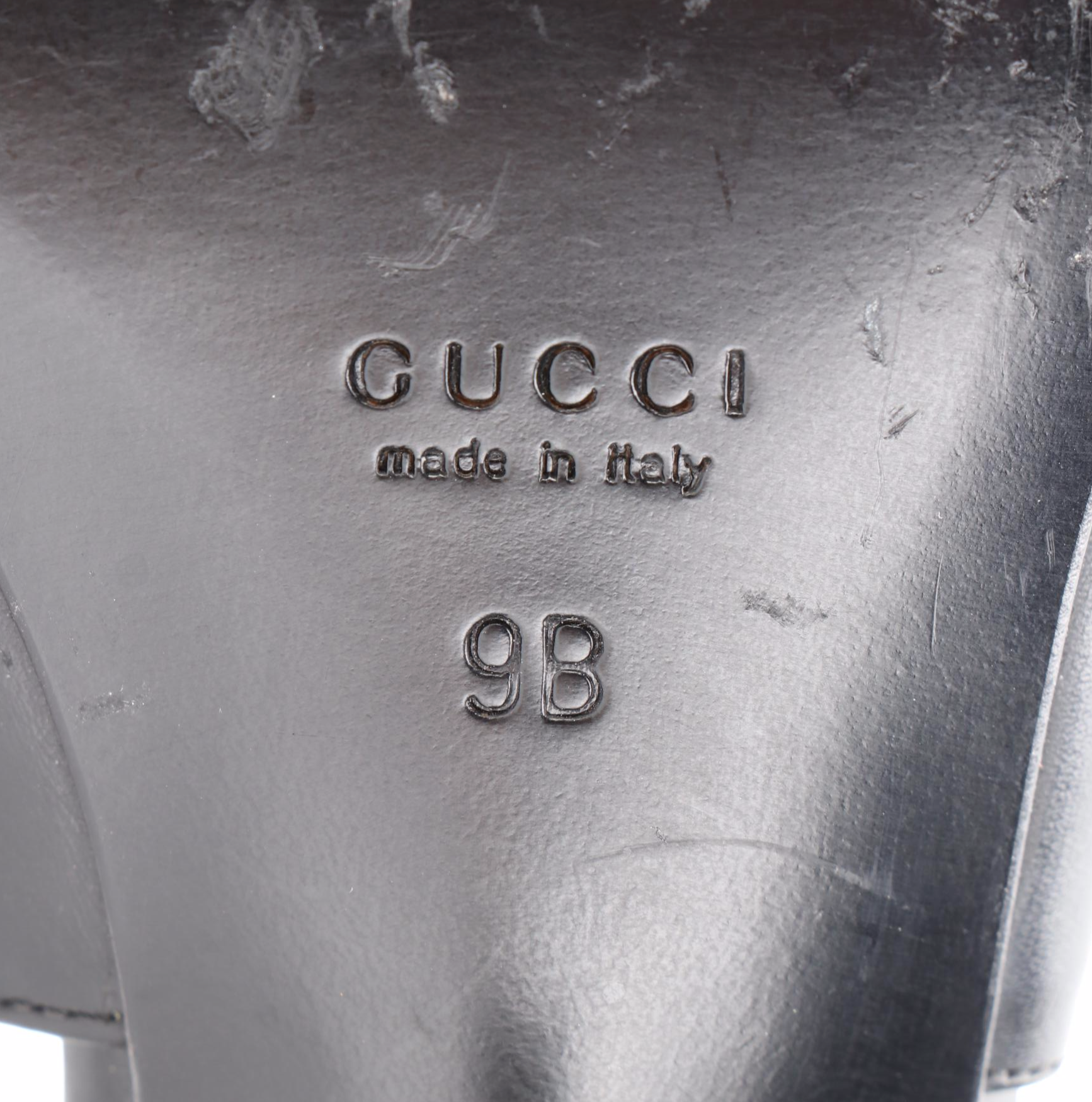 Gucci Slingback Open Toe Shoes in Black Leather
