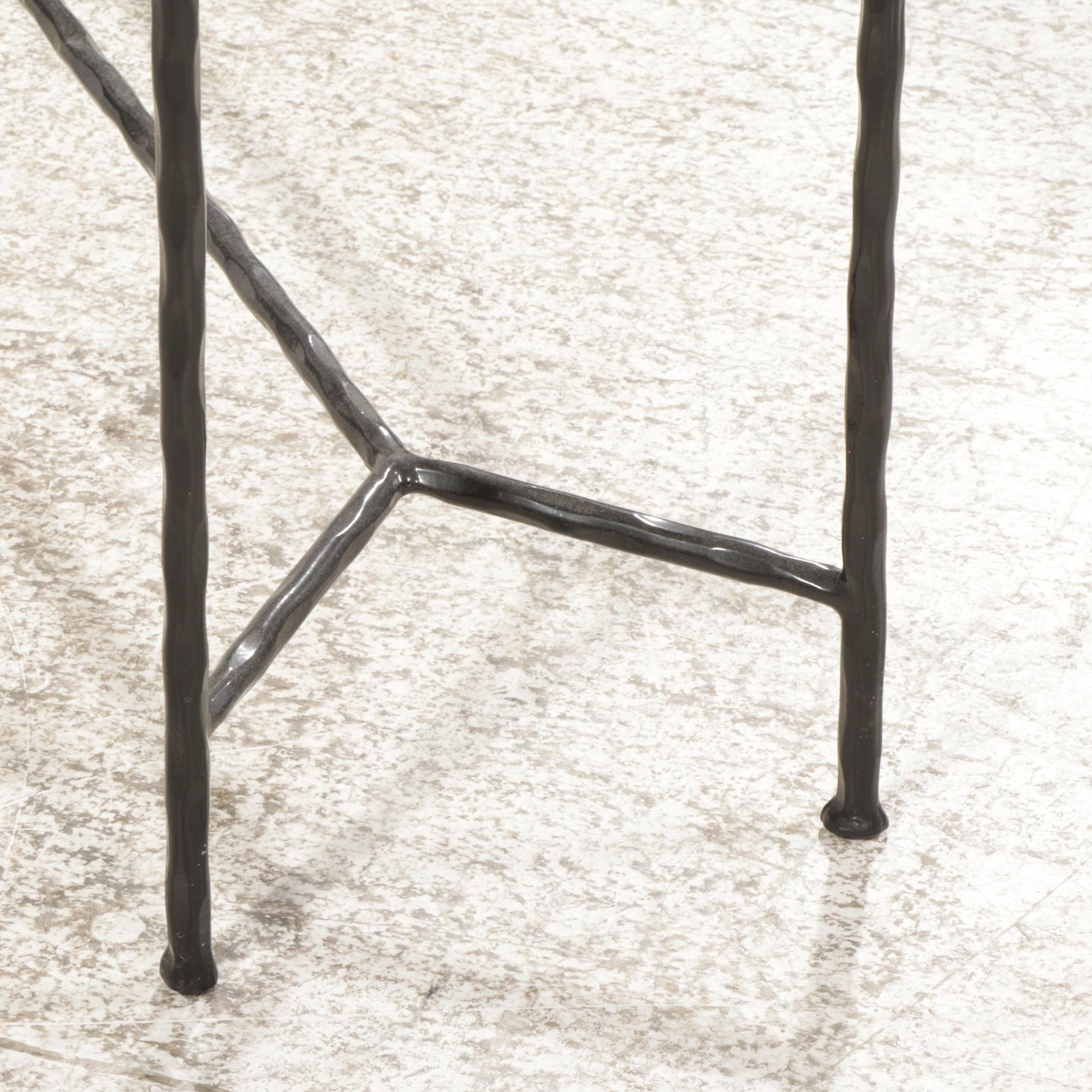 CB2 Lacquered Metal and Galvanized Shelf Two-Tier Console Table