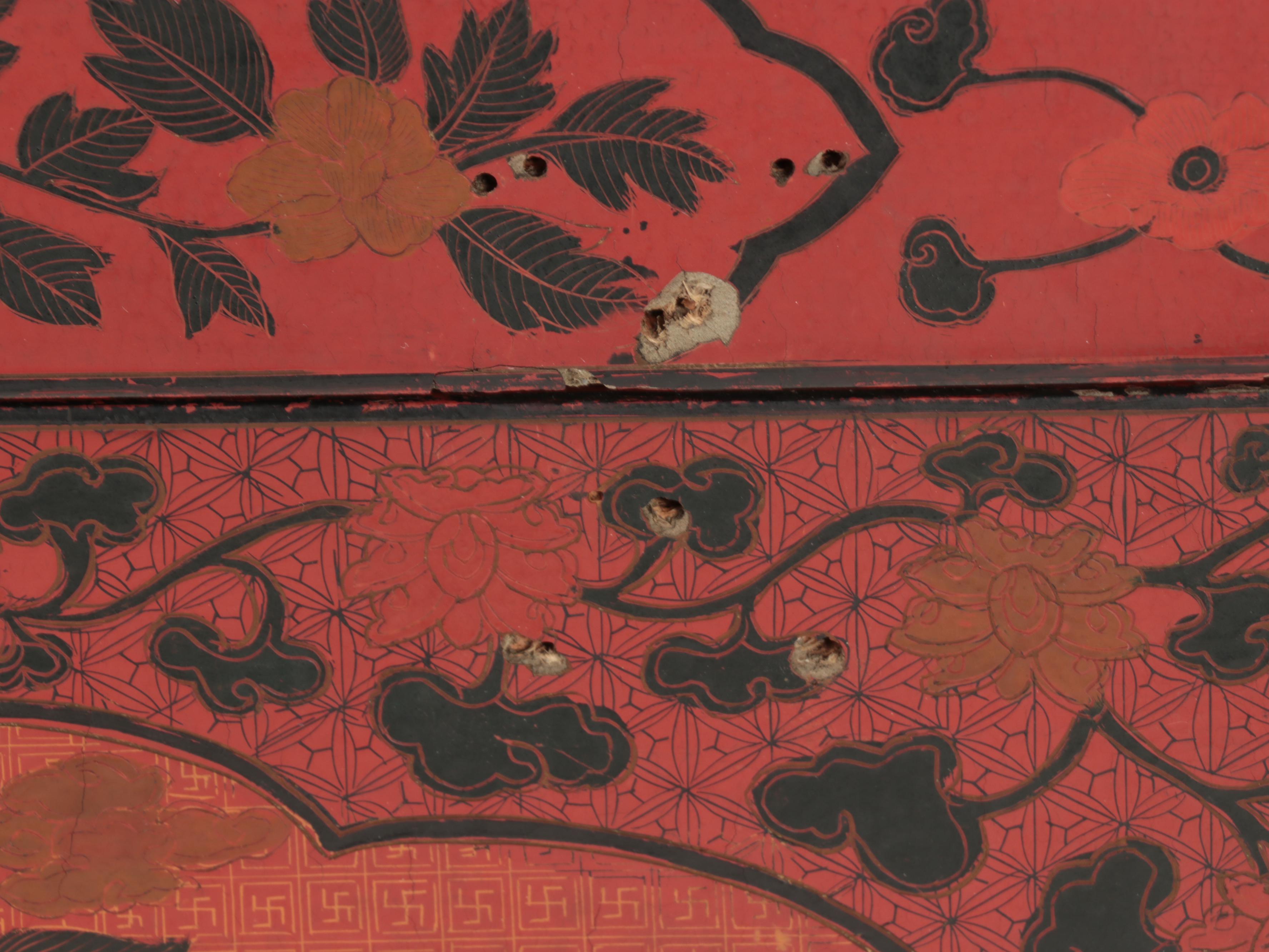Chinese Lacquered and Paint-Decorated Wood Box