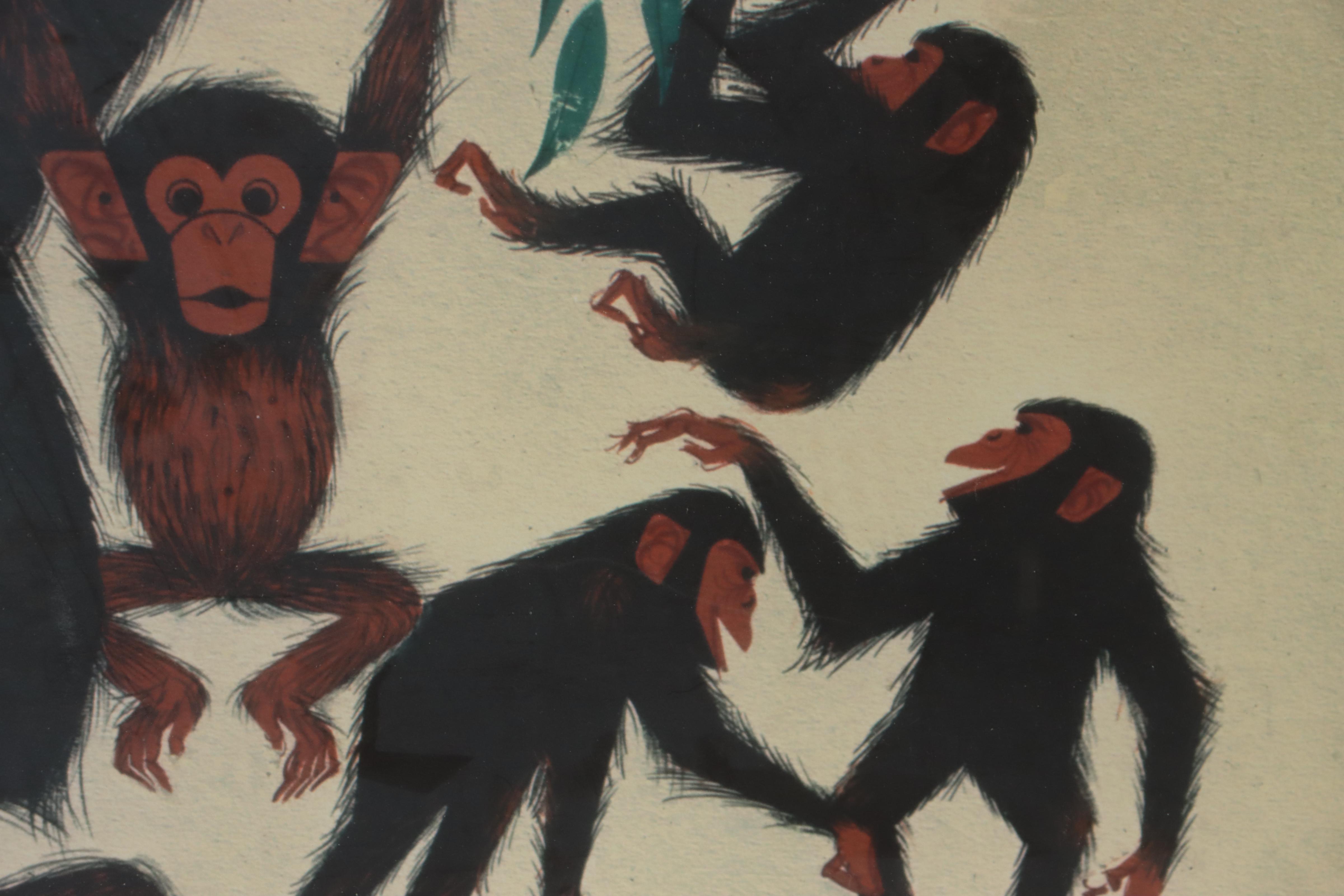 Giclée After Charley Harper "Chimpnastics #1"