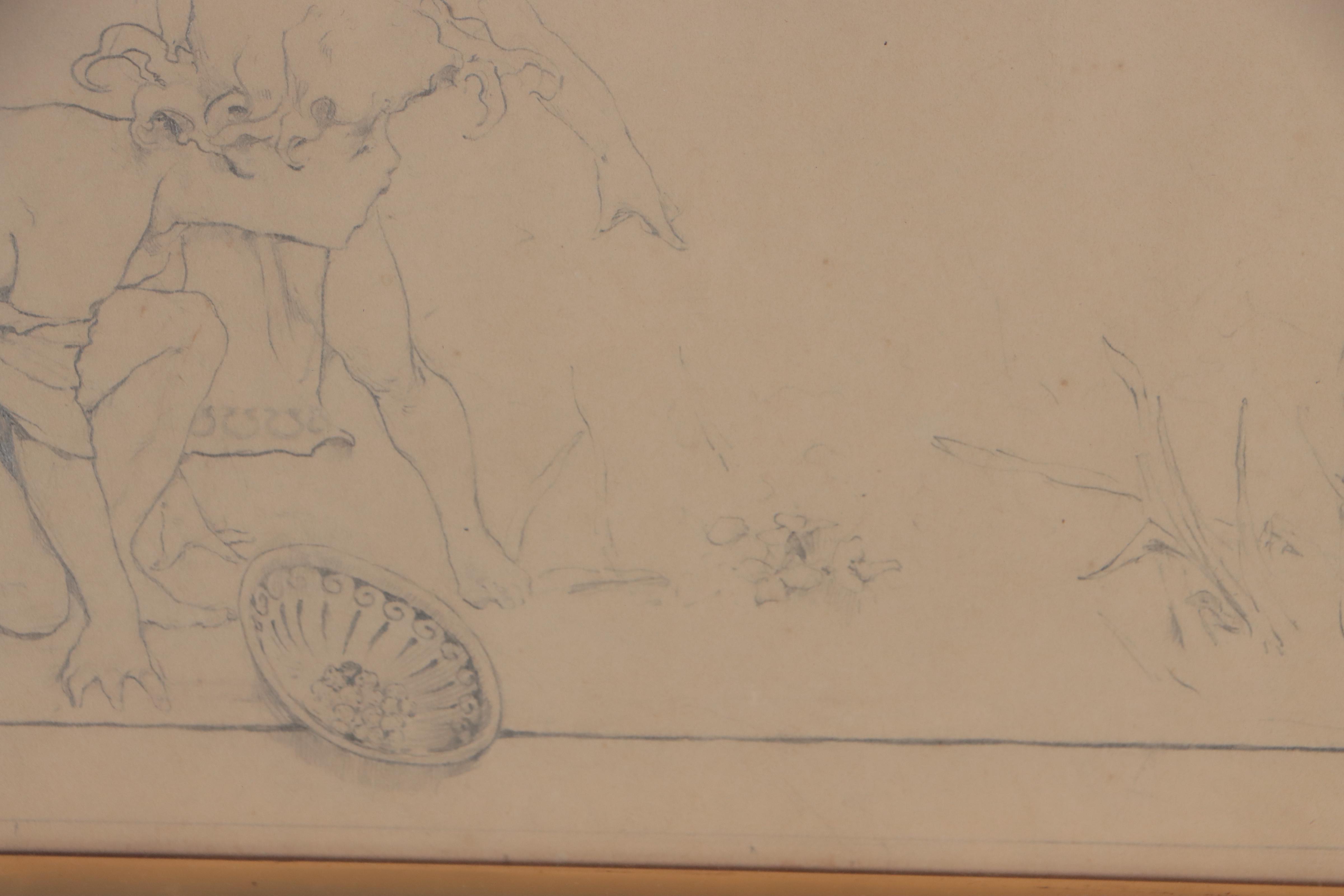 Robert Frederick Blum Graphite Illustration "Beware of the Adder," 1879