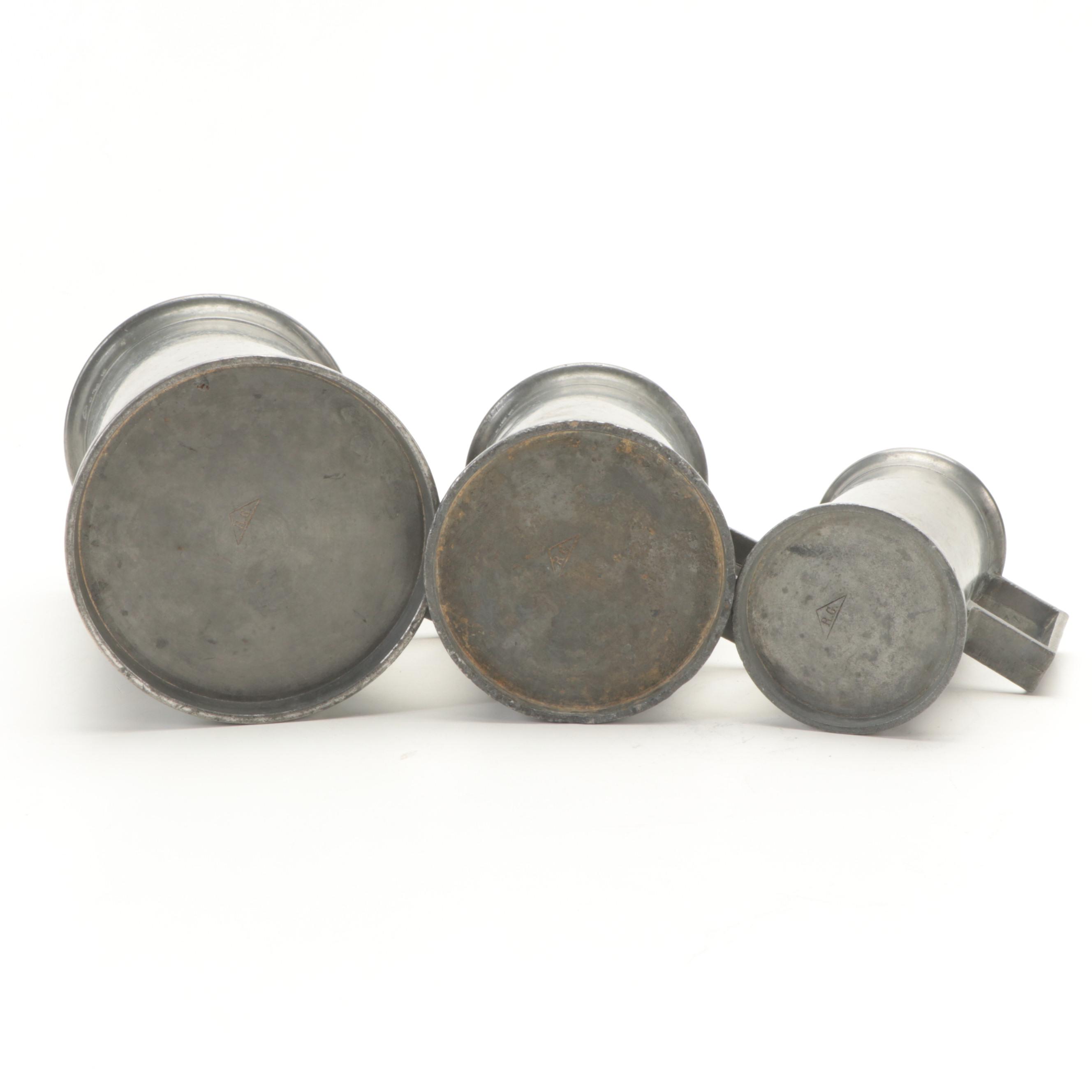 French Pewter Graduated Measuring Cups Set