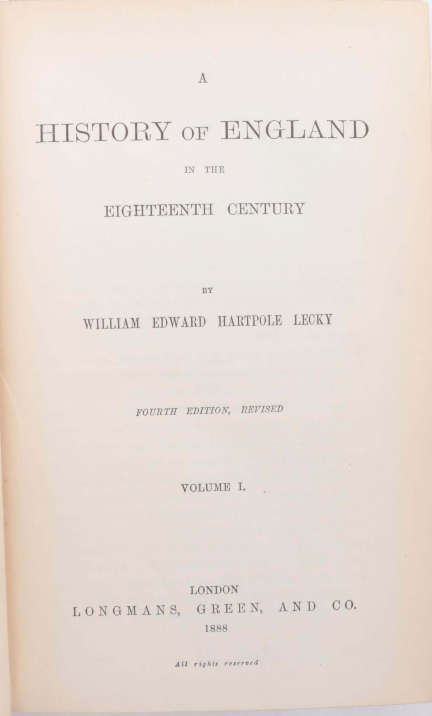 "A History of England in the XVIIIth Century" Eight-Volume Set by William Lecky