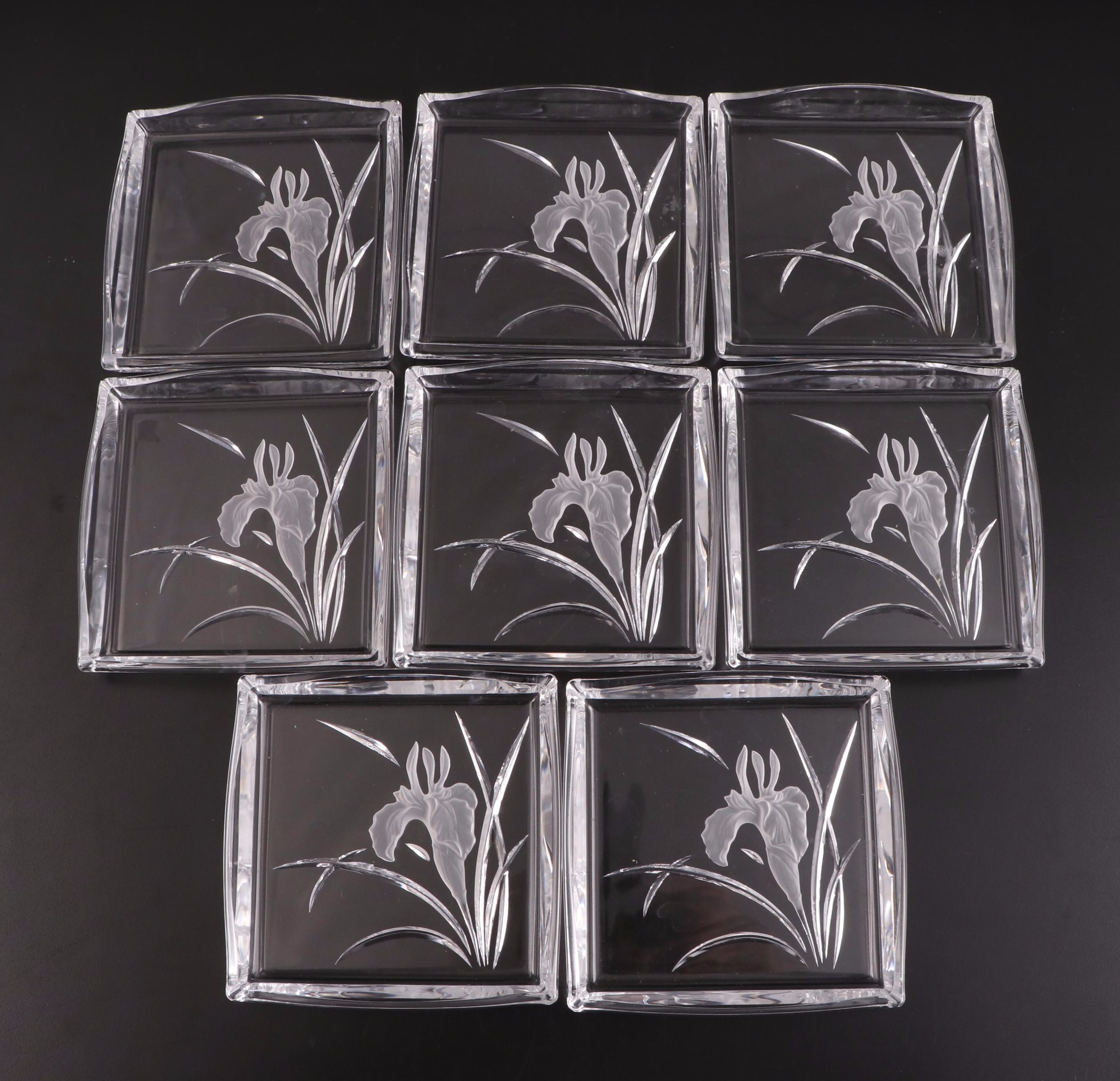 Hoya Reverse Etched Glass Appetizer Plates and  Lenox Bread Tray