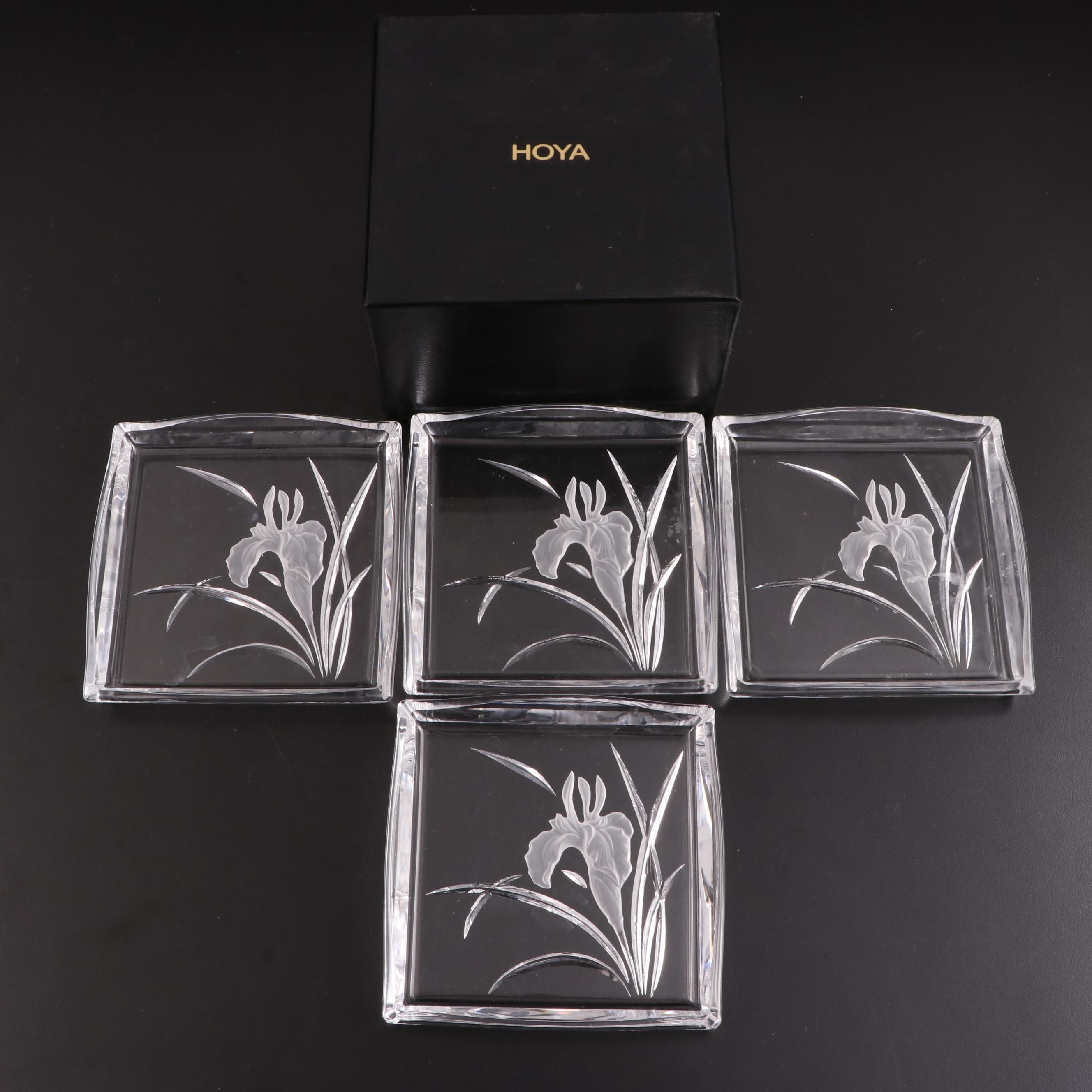 Hoya Reverse Etched Glass Appetizer Plates and  Lenox Bread Tray